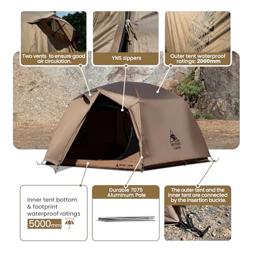 4-Person 3-Season Camping Tent Waterproof