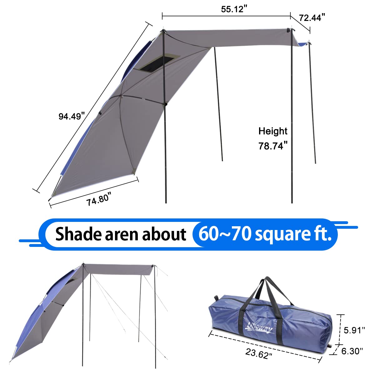 5-6 Person Waterproof SUV Awning Shelter