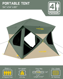 4-Person Instant Pop Up Cabin Camping Tent