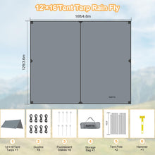 16x12 Waterproof Camping Tarp Canopy
