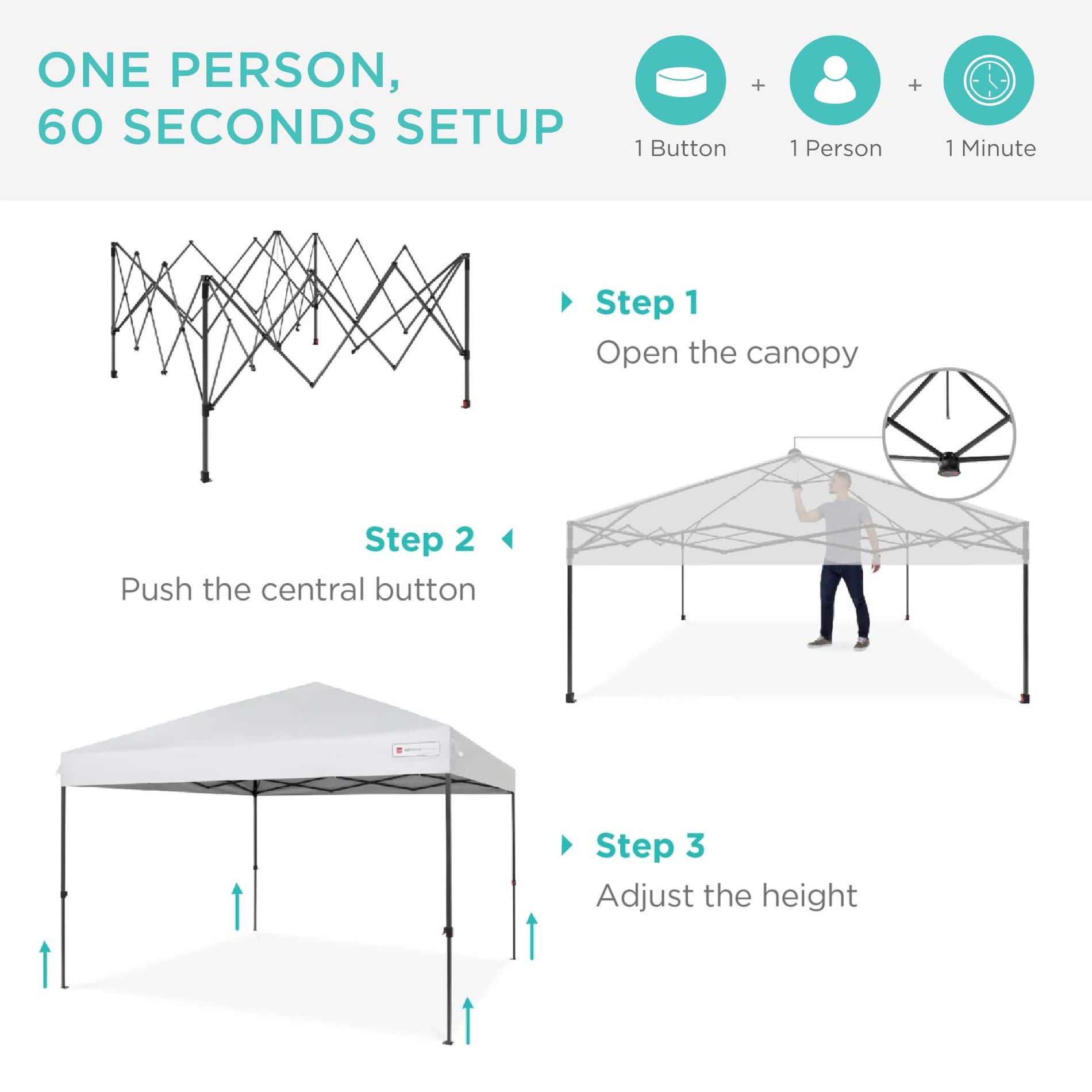 1-Person Pop Up Canopy Tent One-Push Setup