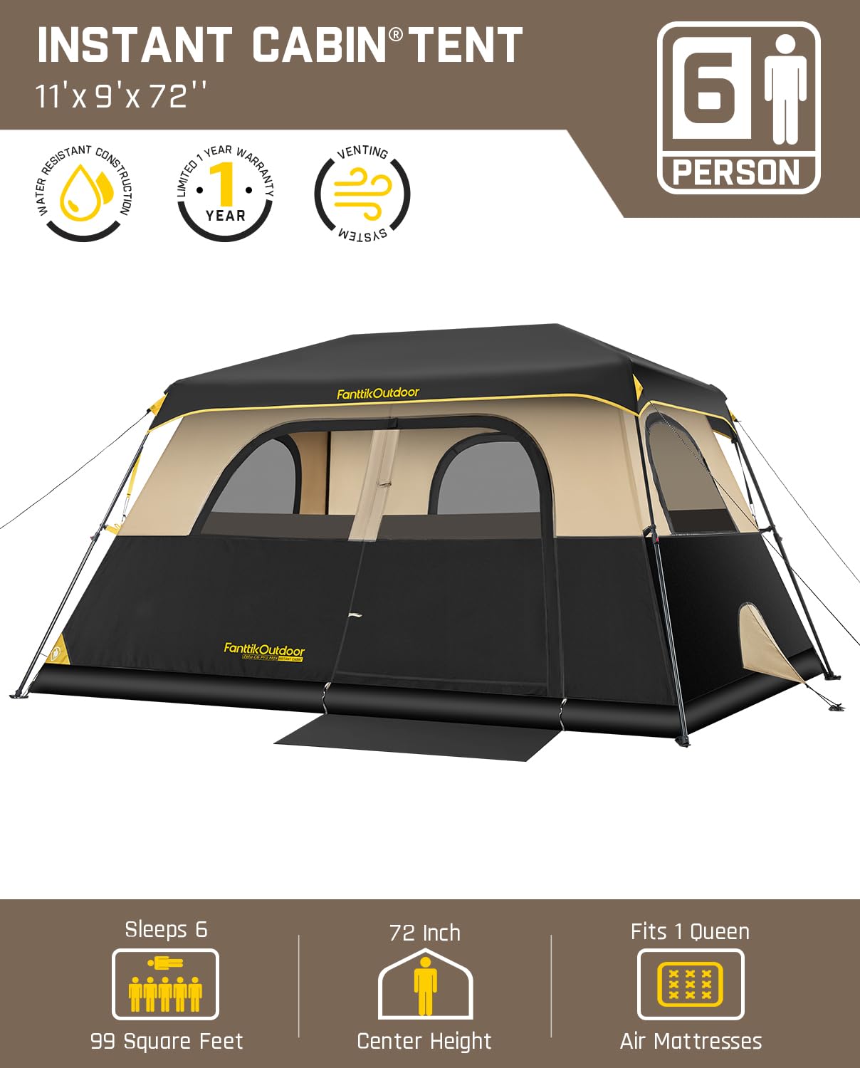 6-12 Person Instant Cabin Camping Tent