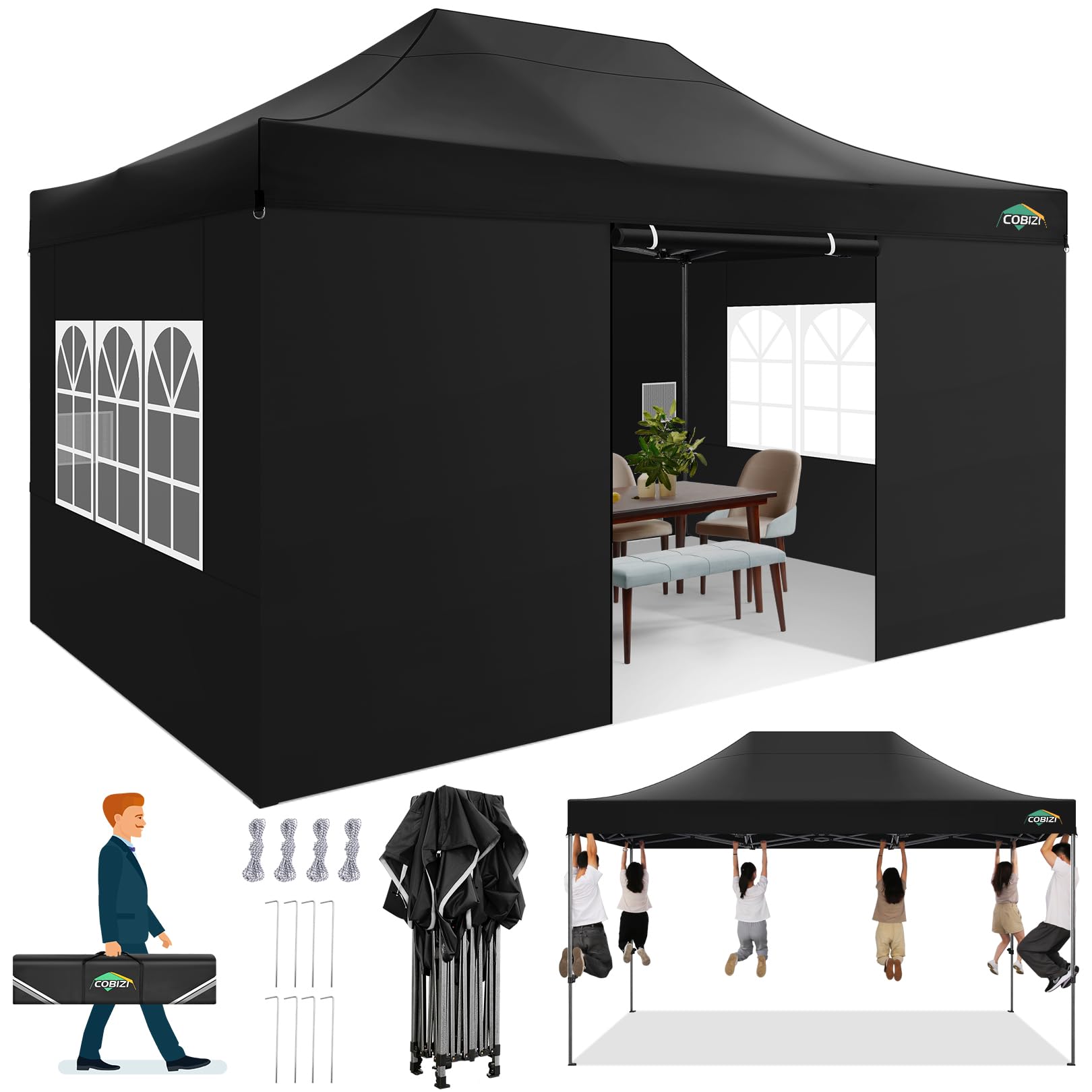 10x10 / 10x20 Pop Up Canopy Tent with Sidewalls