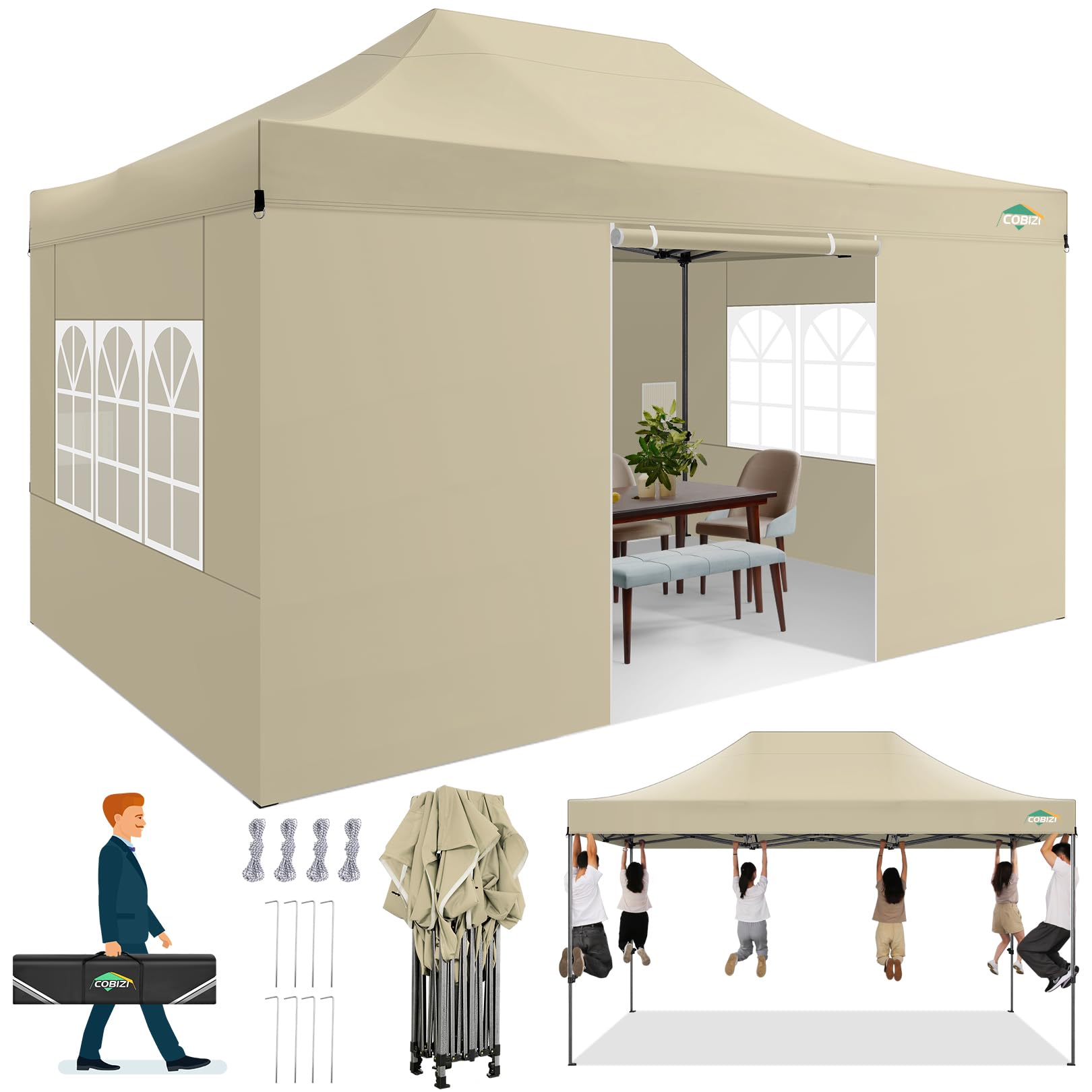 10x10 / 10x20 Pop Up Canopy Tent with Sidewalls
