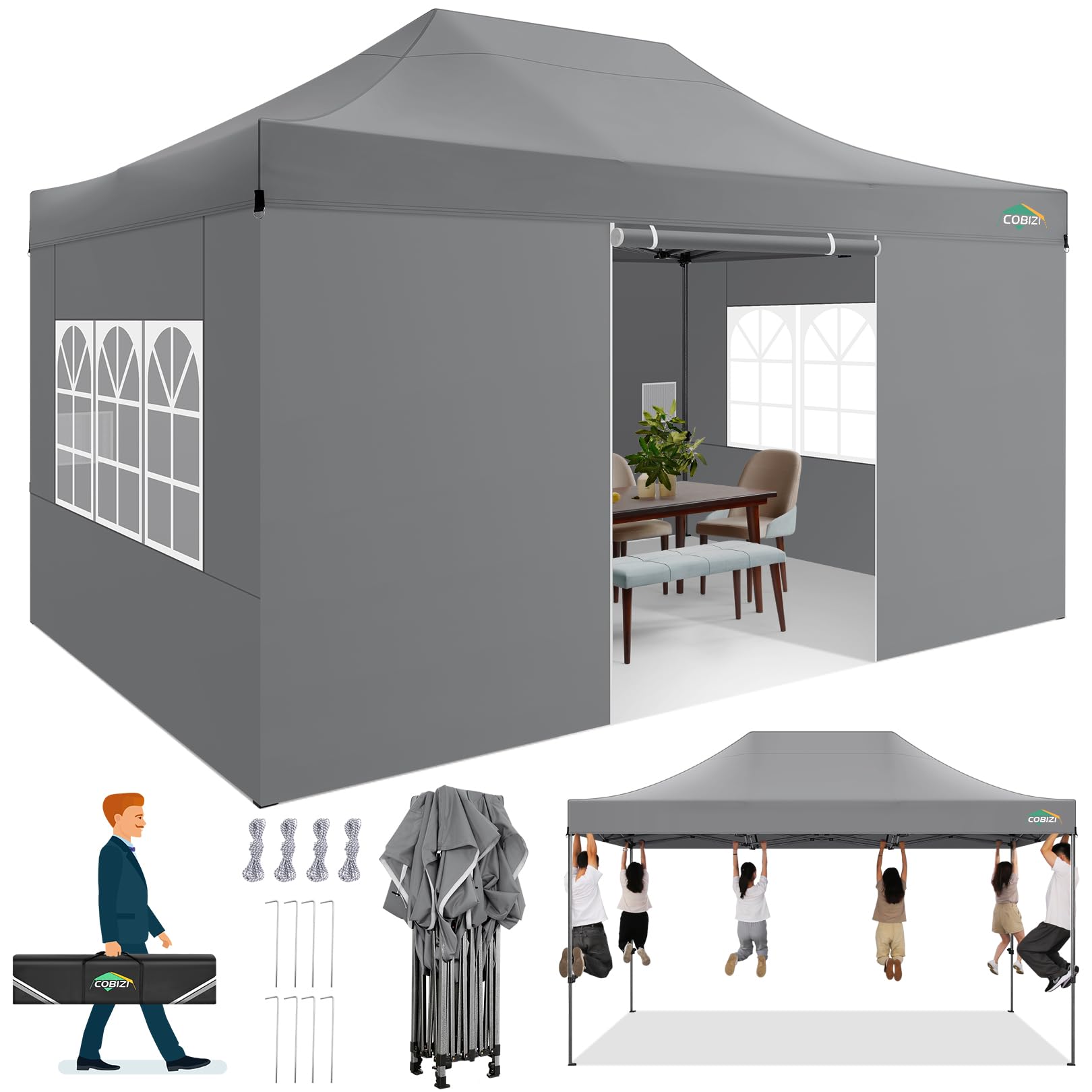 10x10 / 10x20 Pop Up Canopy Tent with Sidewalls