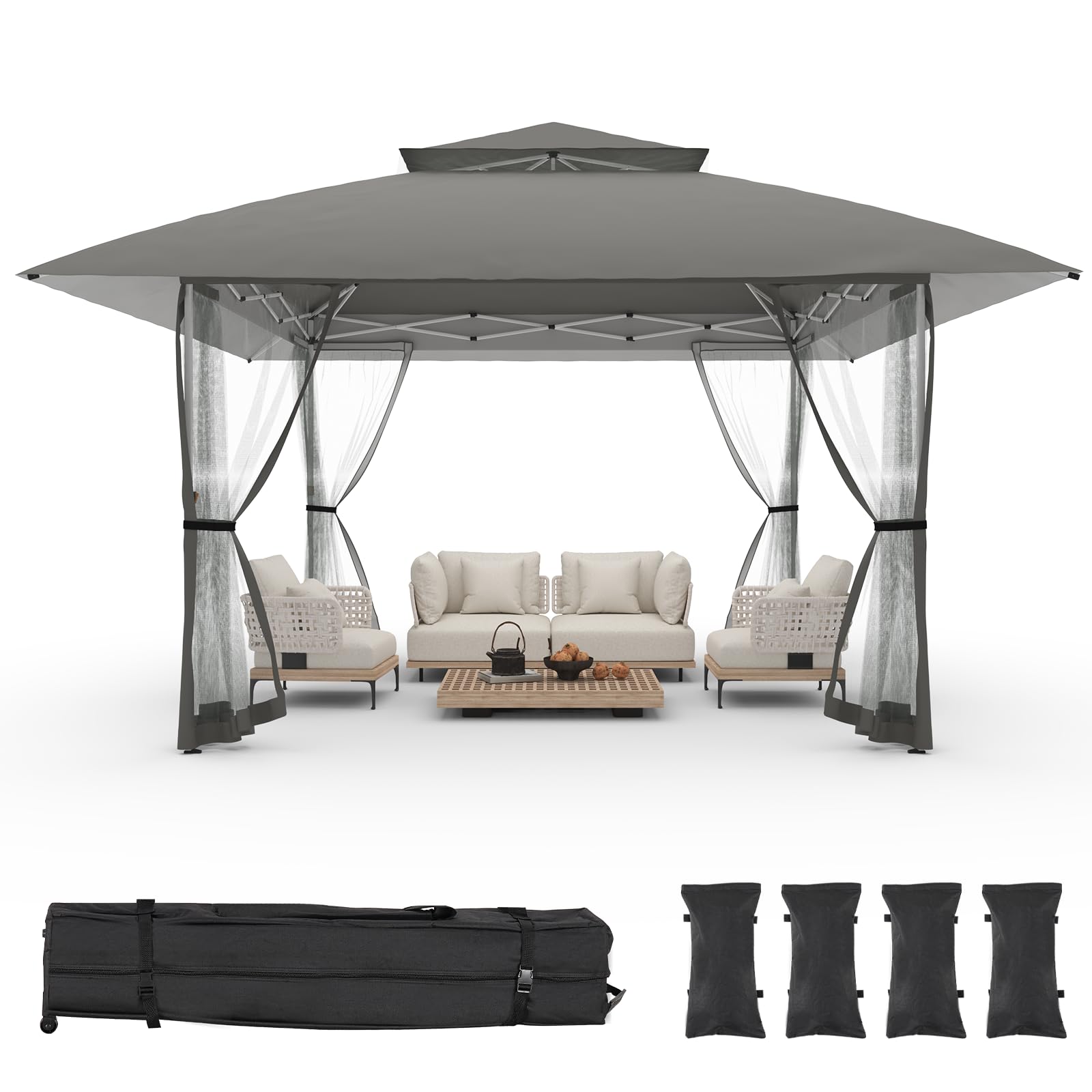 13x13 Pop Up Gazebo with Mesh Netting