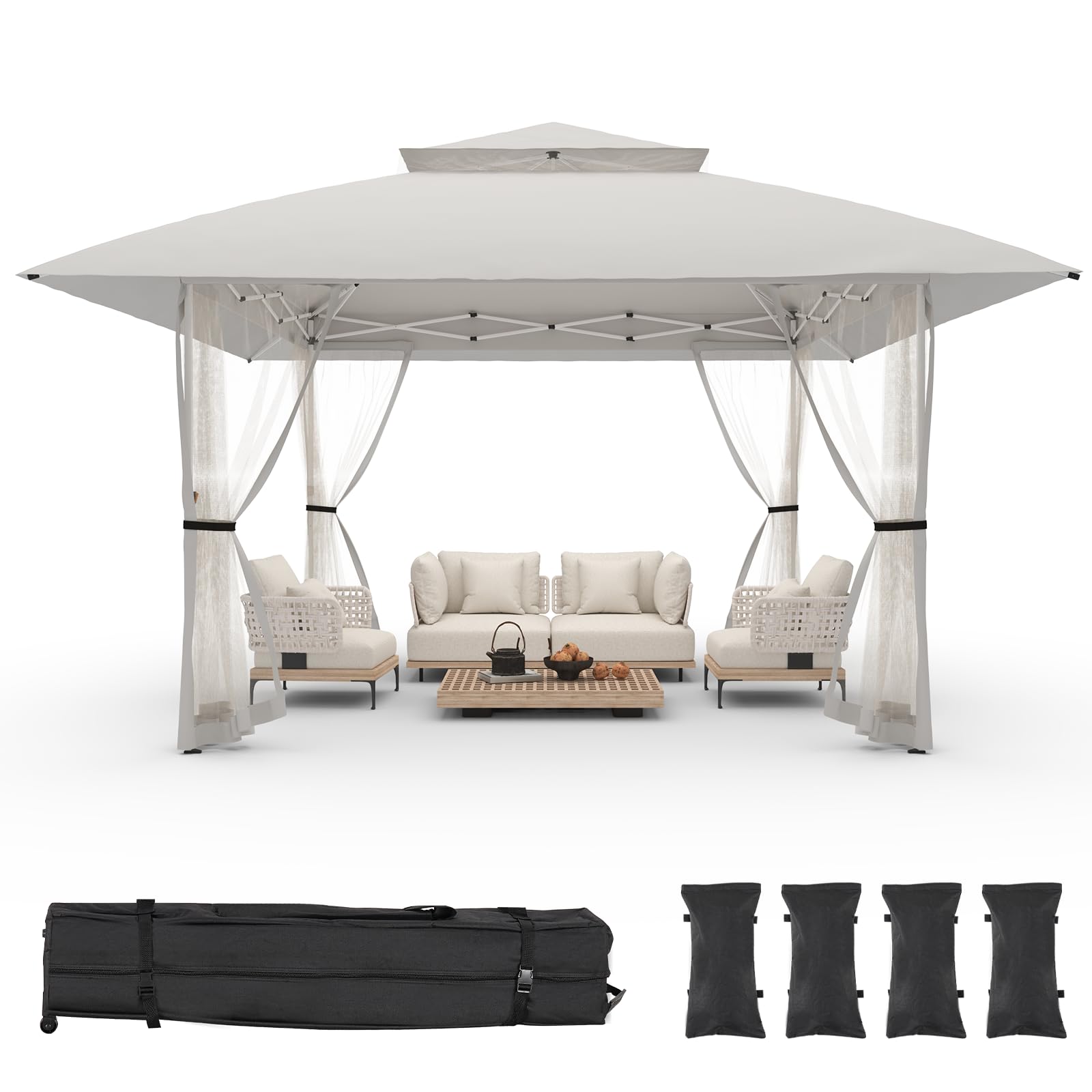 13x13 Pop Up Gazebo with Mesh Netting