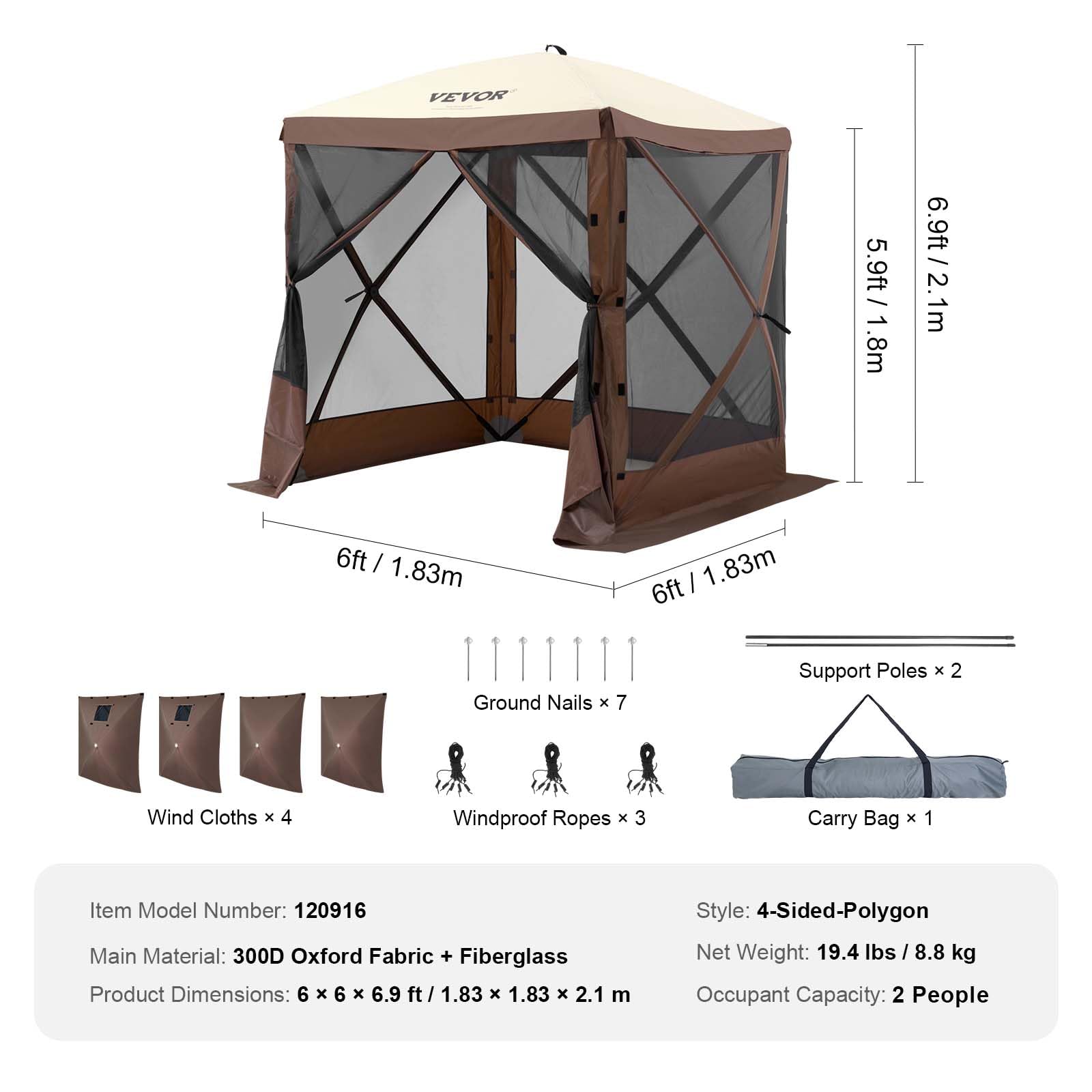 12x12 Pop Up Gazebo Tent with Privacy Panels