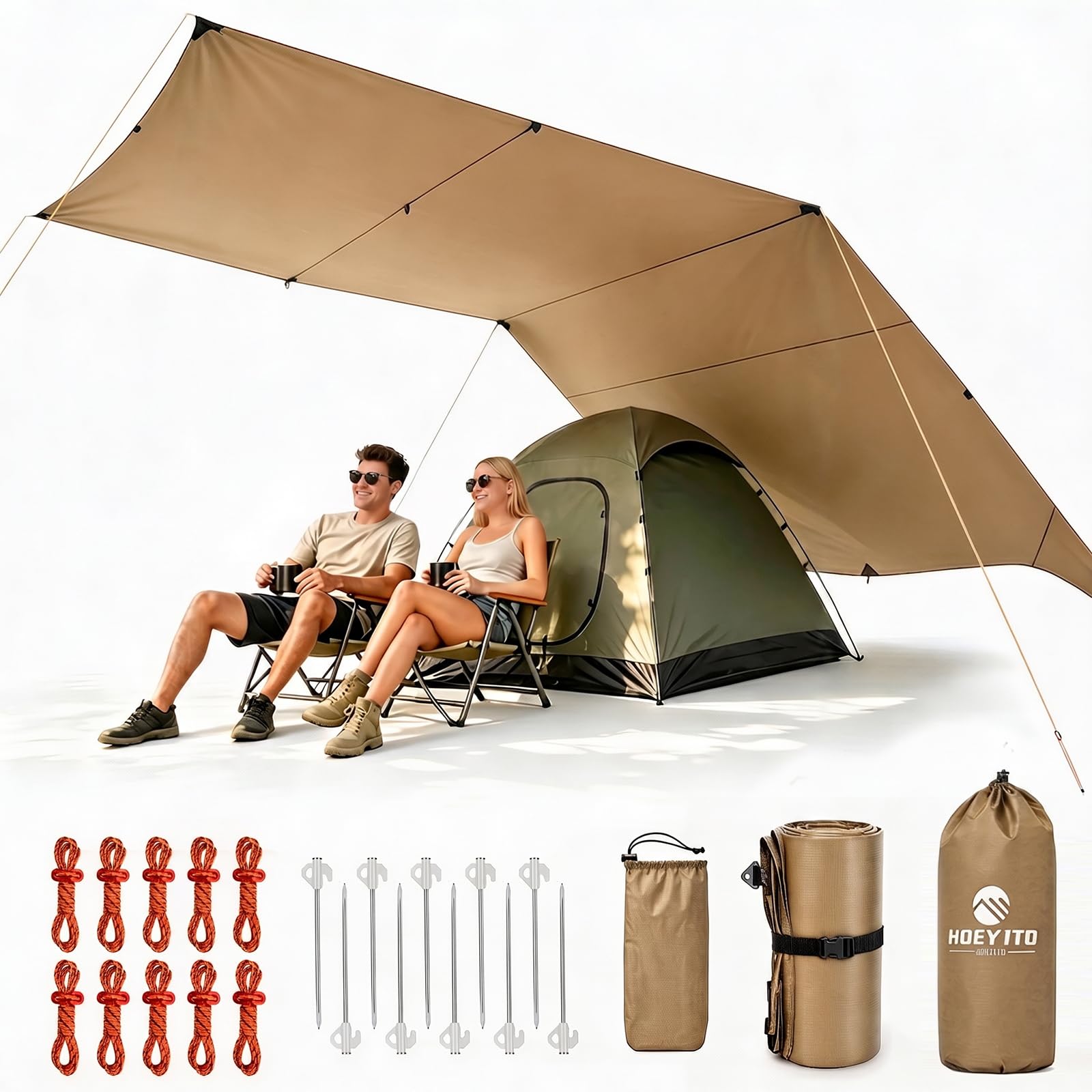 17x10 Waterproof Camping Tarp Canopy