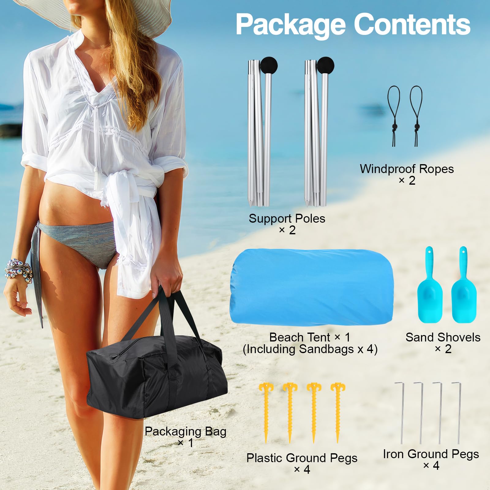 UPF 50+ Beach Shade Canopy