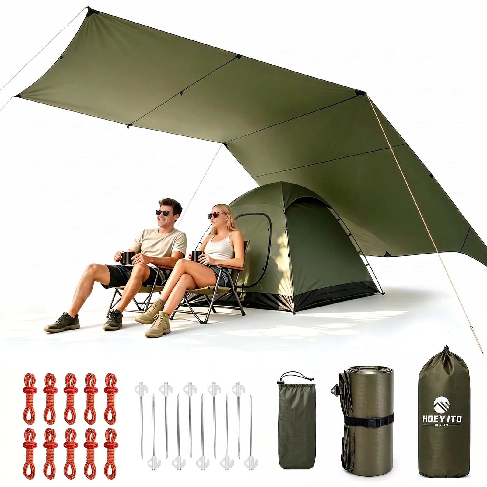 17x10 Waterproof Camping Tarp Canopy