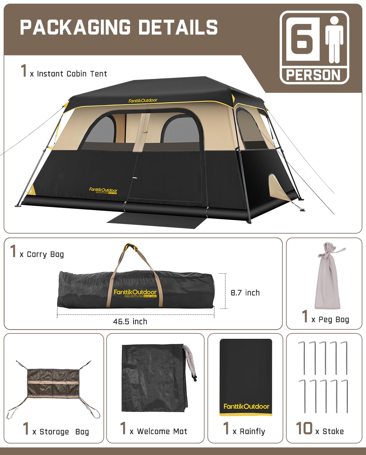 6-12 Person Instant Cabin Camping Tent