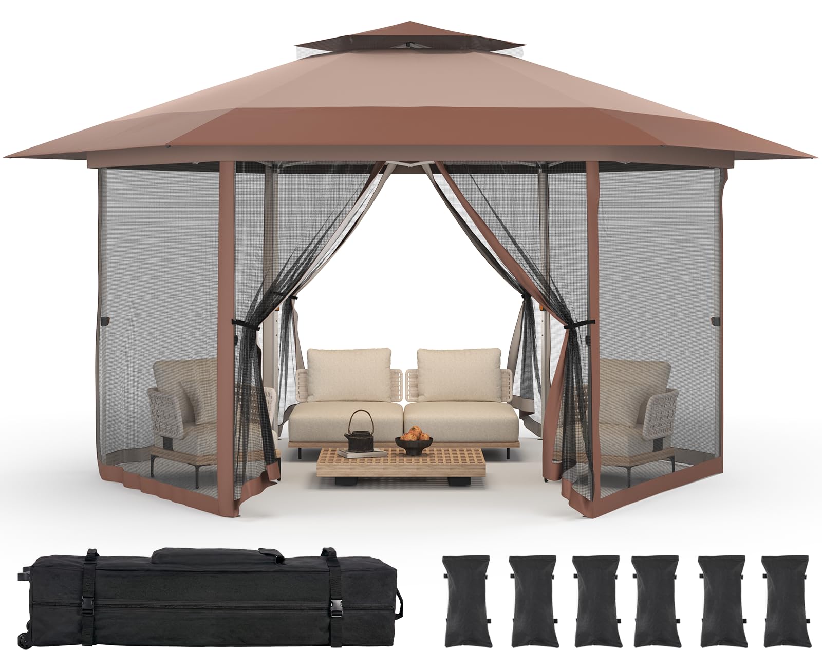 13x13 Pop Up Gazebo with Mesh Netting