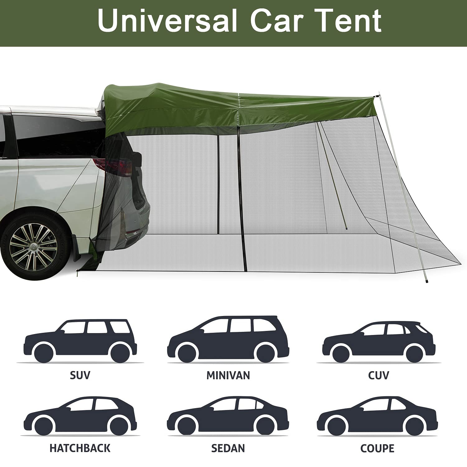 SUV Tailgate Awning Tent with Mosquito Net