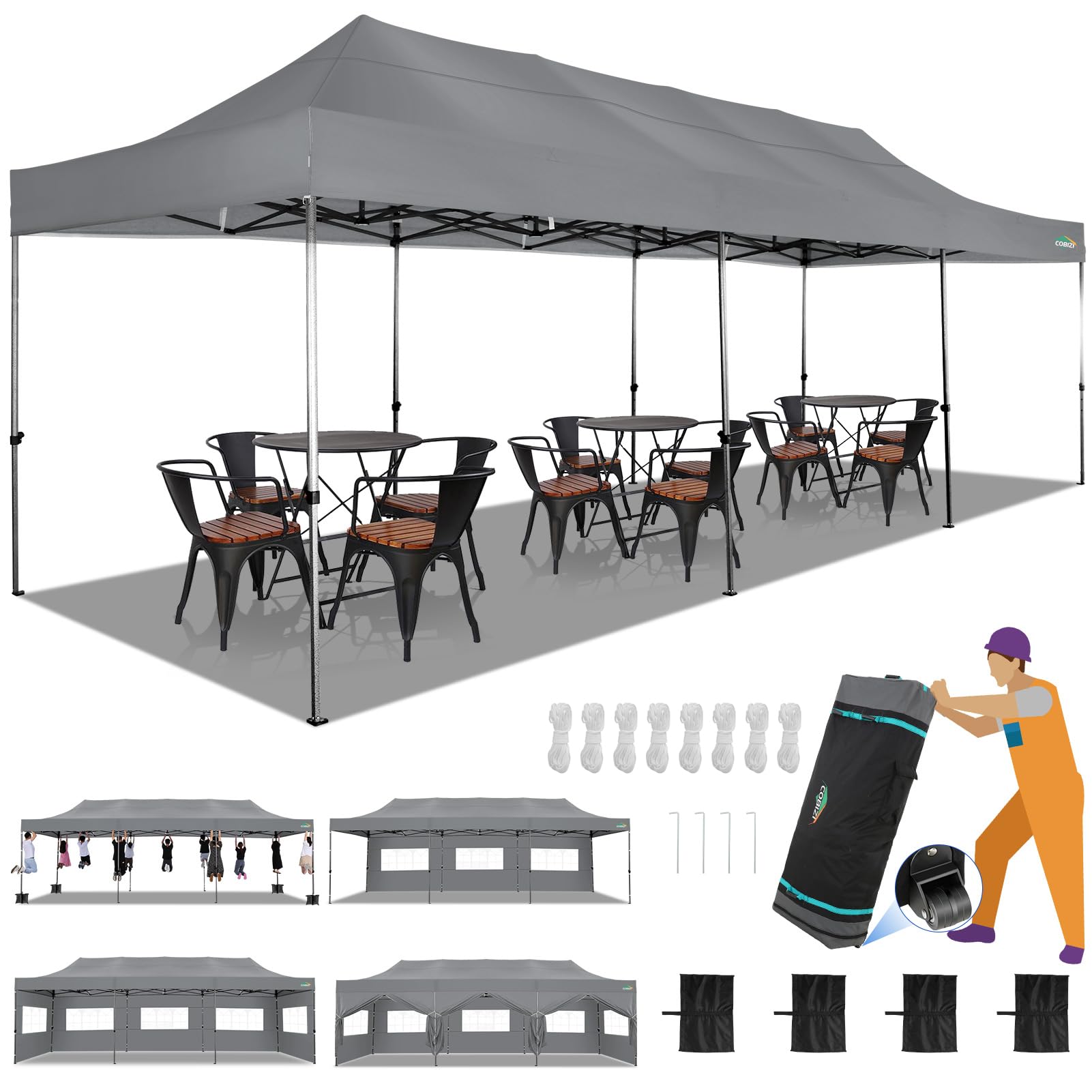10x10 / 10x20 Pop Up Canopy Tent with Sidewalls