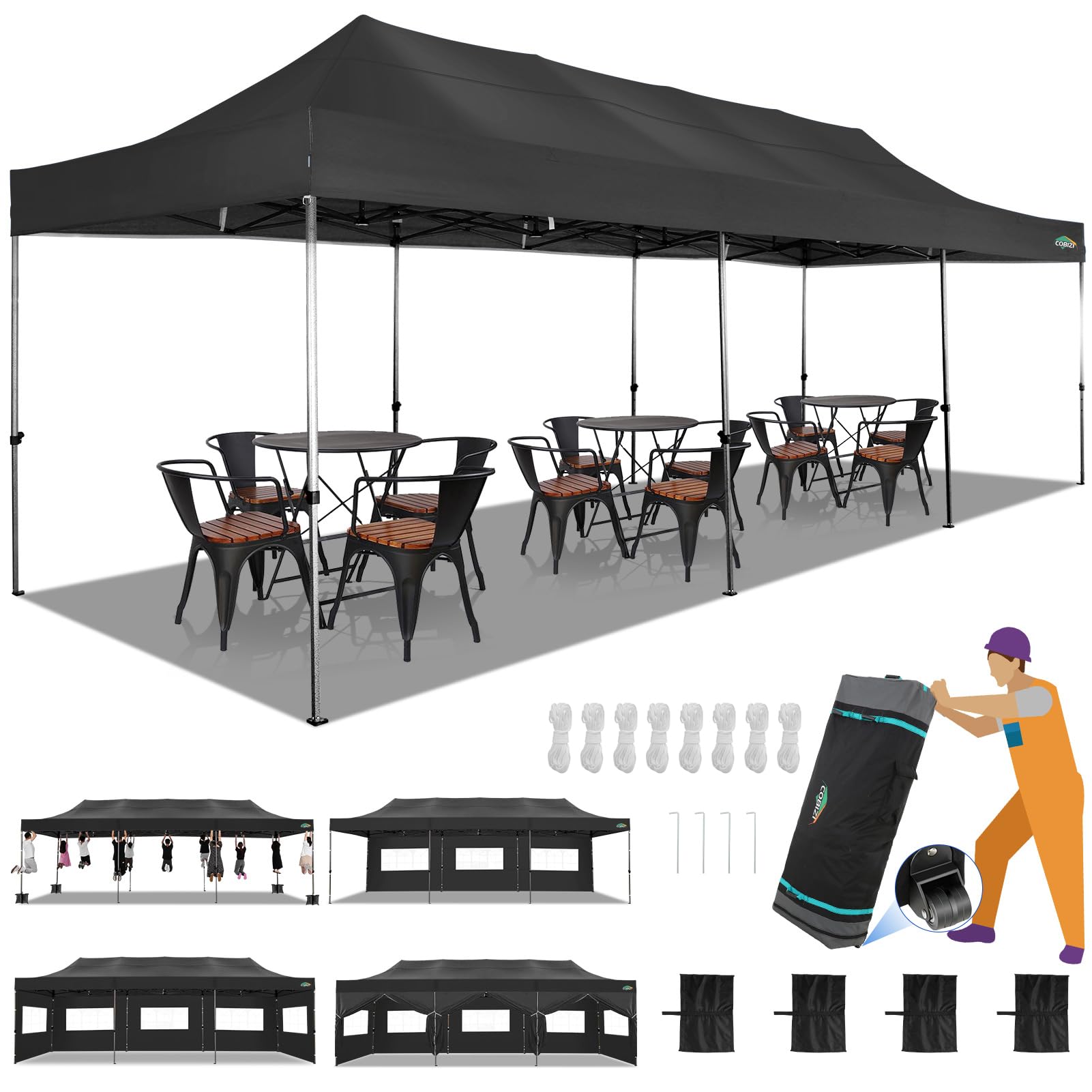 10x10 / 10x20 Pop Up Canopy Tent with Sidewalls
