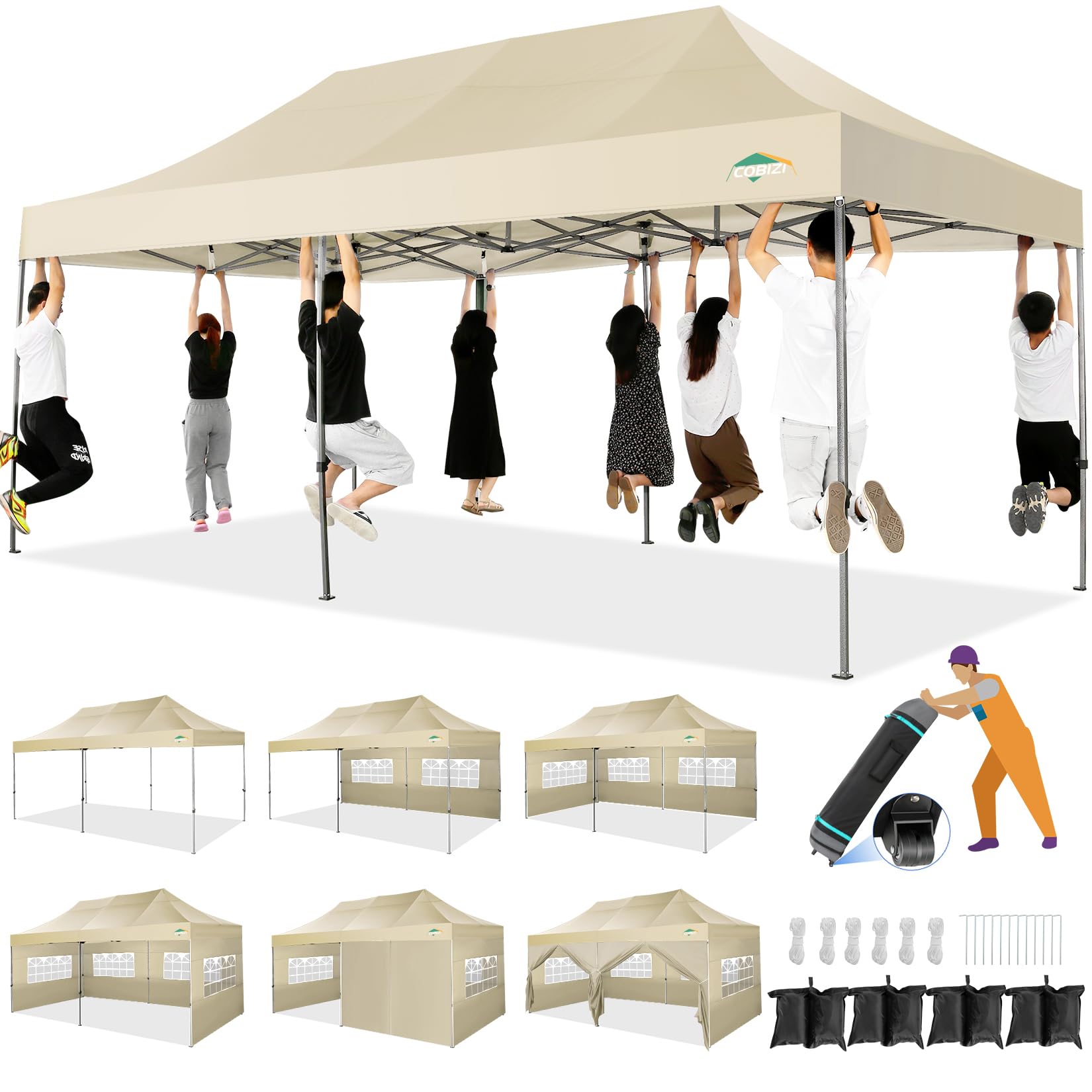 10x10 / 10x20 Pop Up Canopy Tent with Sidewalls