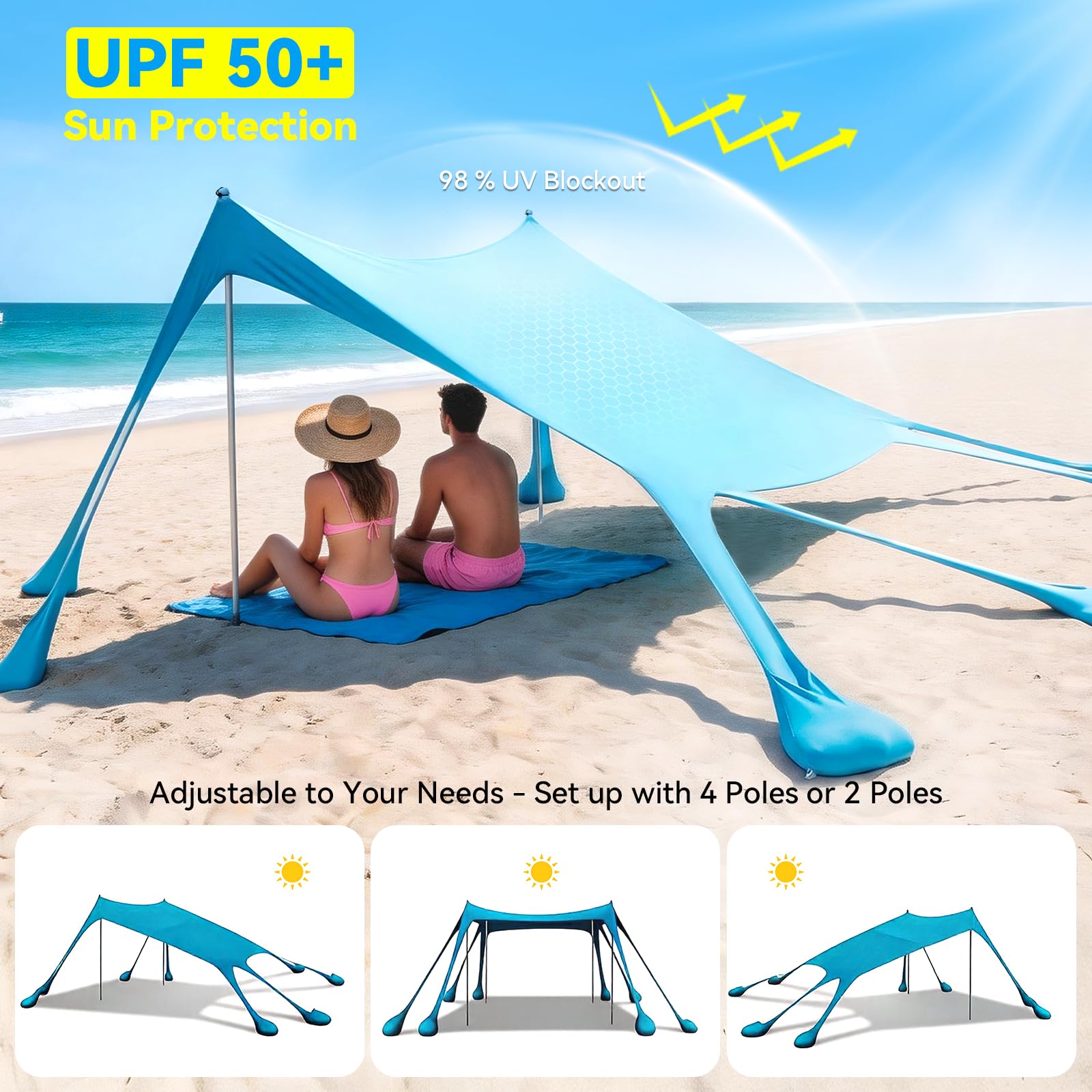 10x10 Beach Shade Canopy Tent UPF 50+