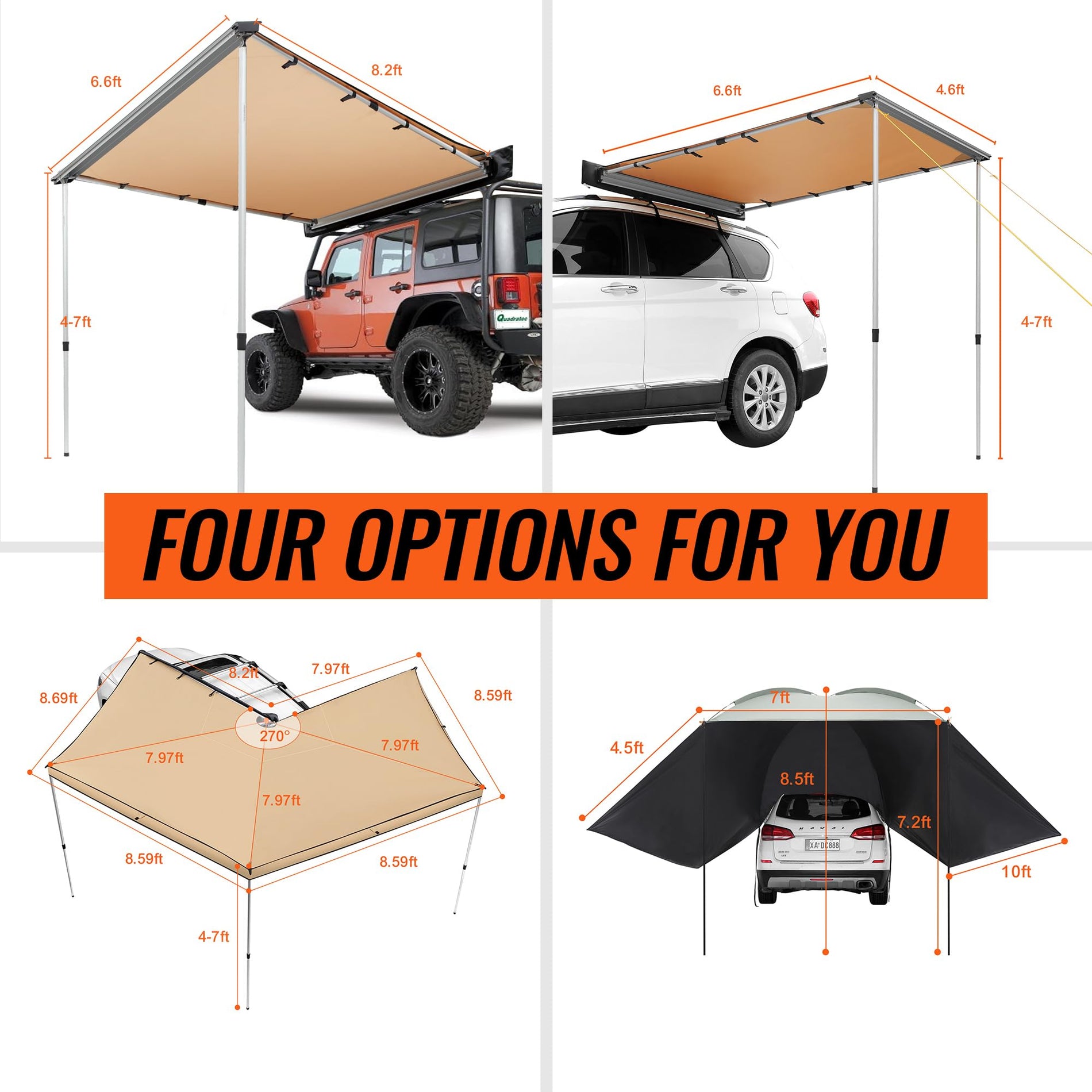 6.6x8.2 Pull-Out Vehicle Side Awning