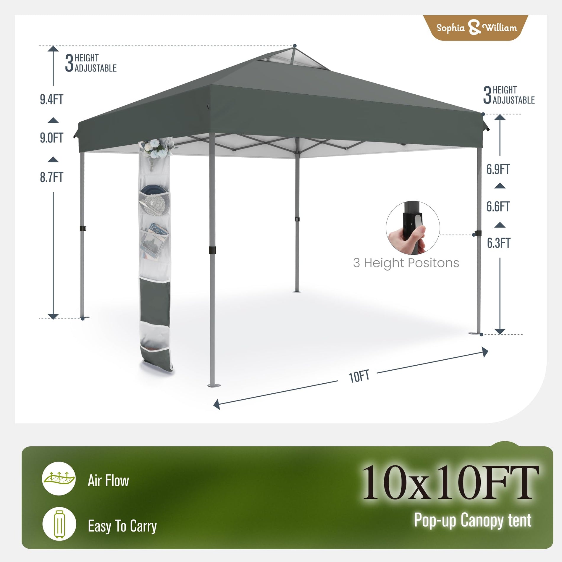 10x10 One-Push Pop Up Canopy Tent