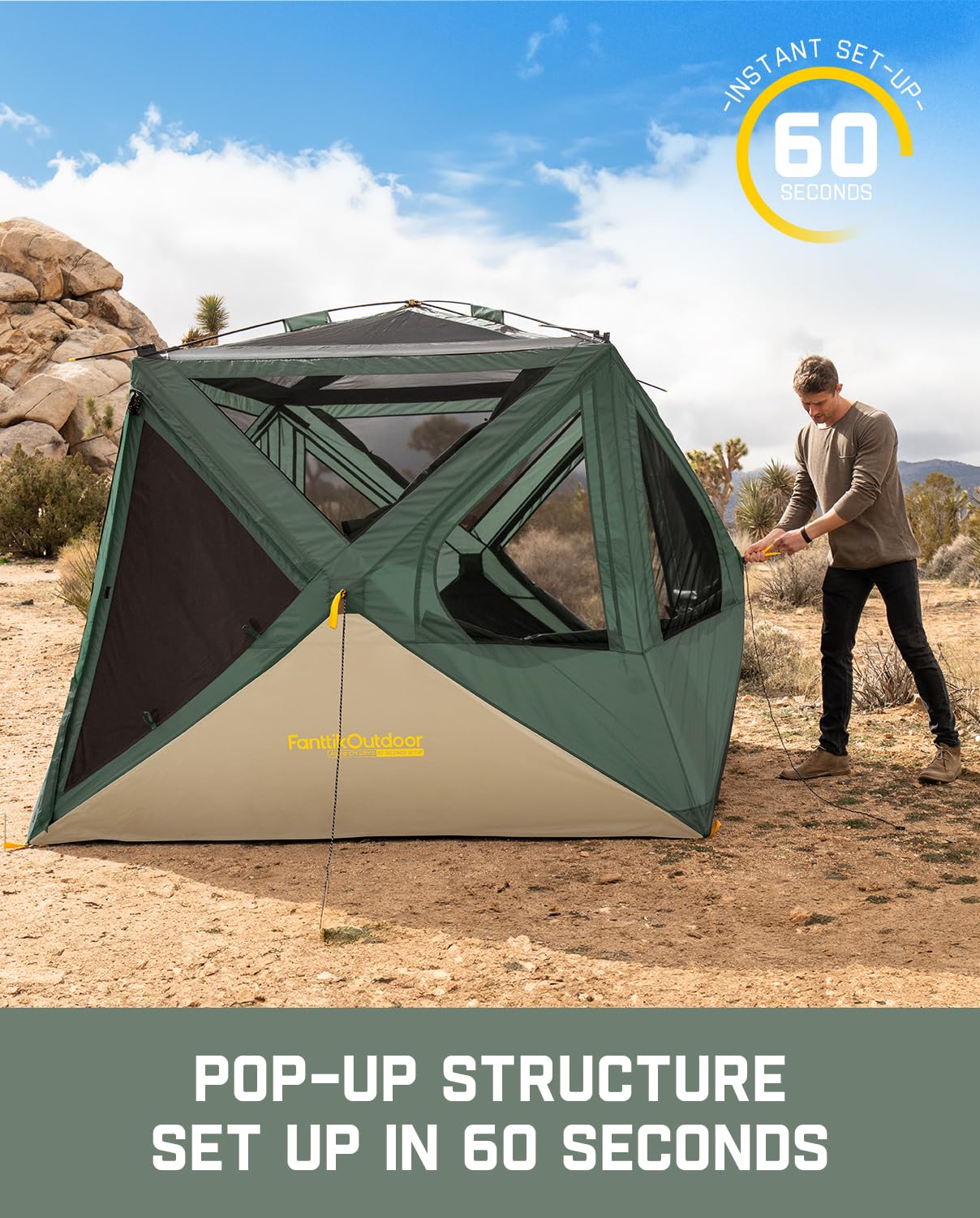 4-Person Instant Pop Up Cabin Camping Tent