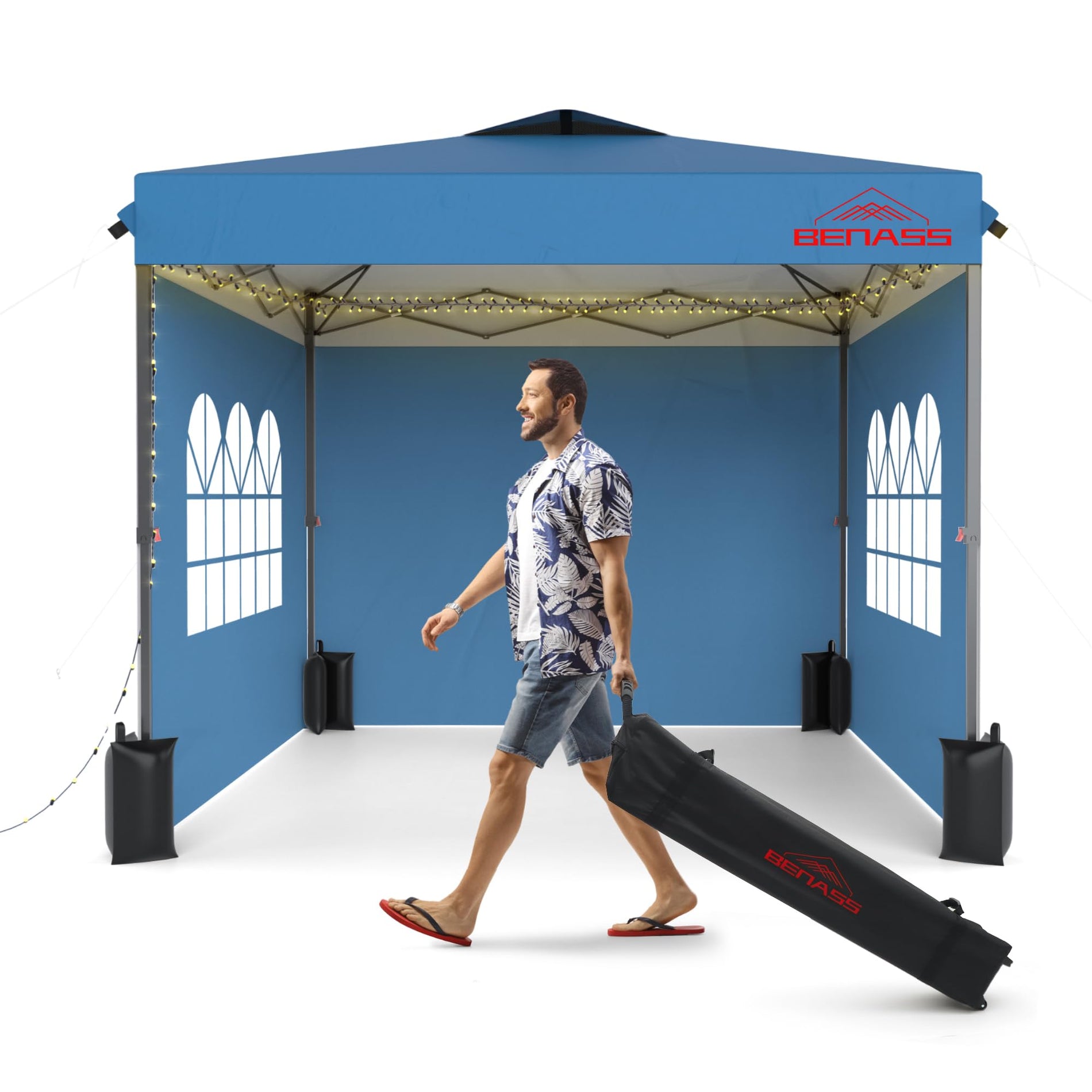 Benass 10x10 Pop Up Canopy with 3 Sidewalls