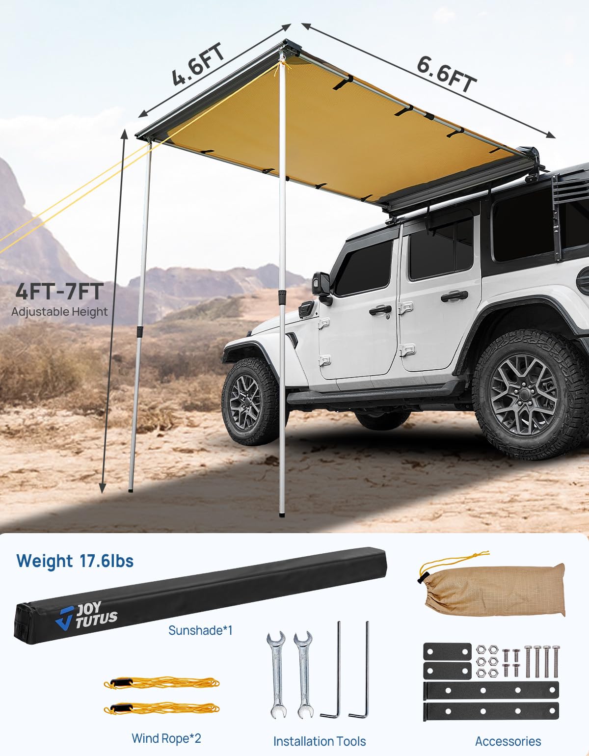 UV50+ Pull-Out Vehicle Side Awning