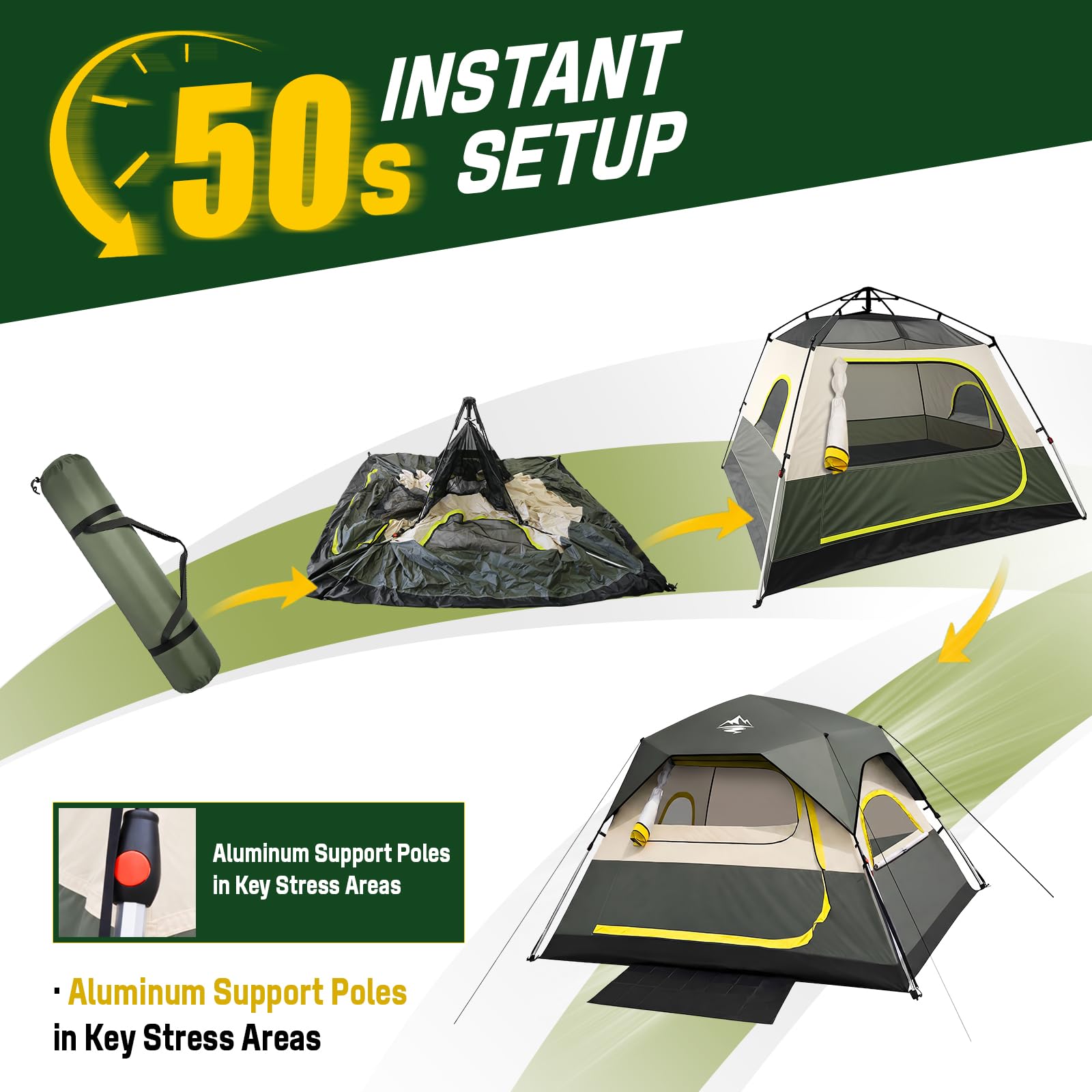 4-Person Instant Cabin Camping Tent Waterproof
