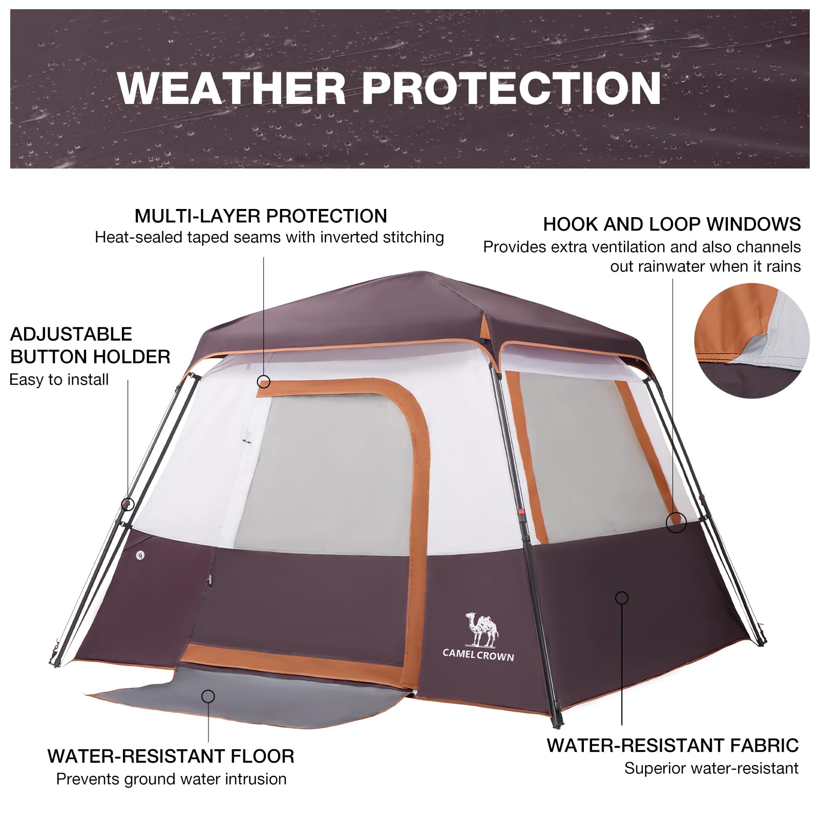 4-6 Person Instant Cabin Camping Tent Windproof