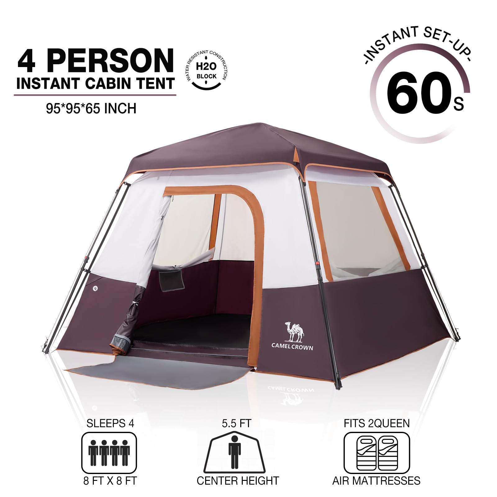 4-6 Person Instant Cabin Camping Tent Windproof