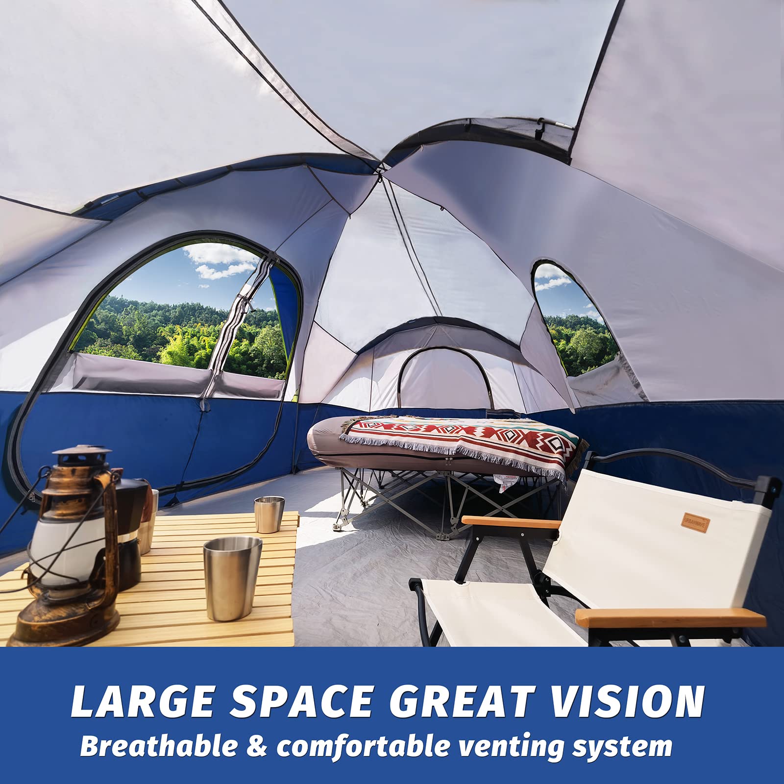 10-Person Family Camping Tent 2-Room Waterproof