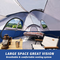 10-Person Family Camping Tent 2-Room Waterproof
