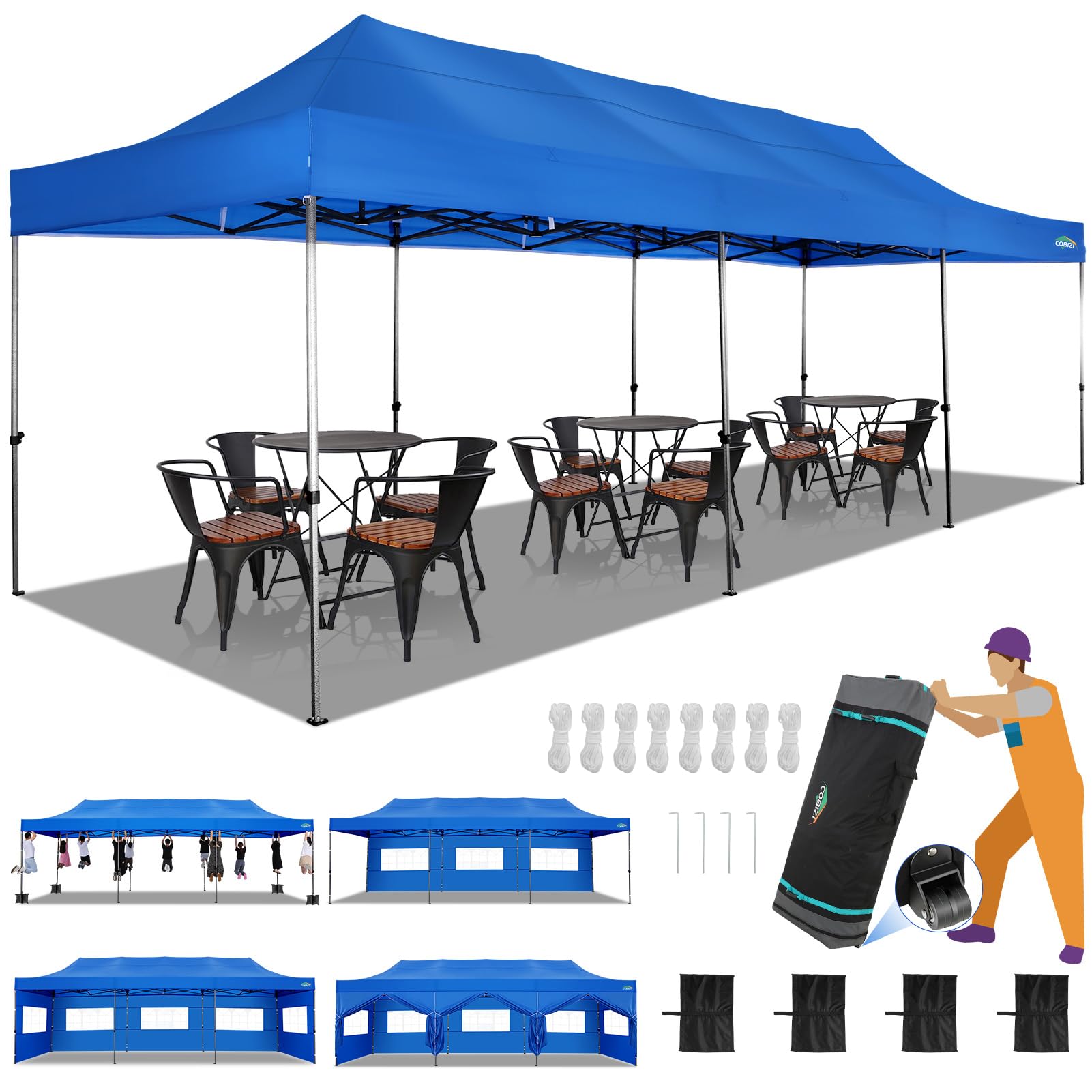 10x10 / 10x20 Pop Up Canopy Tent with Sidewalls