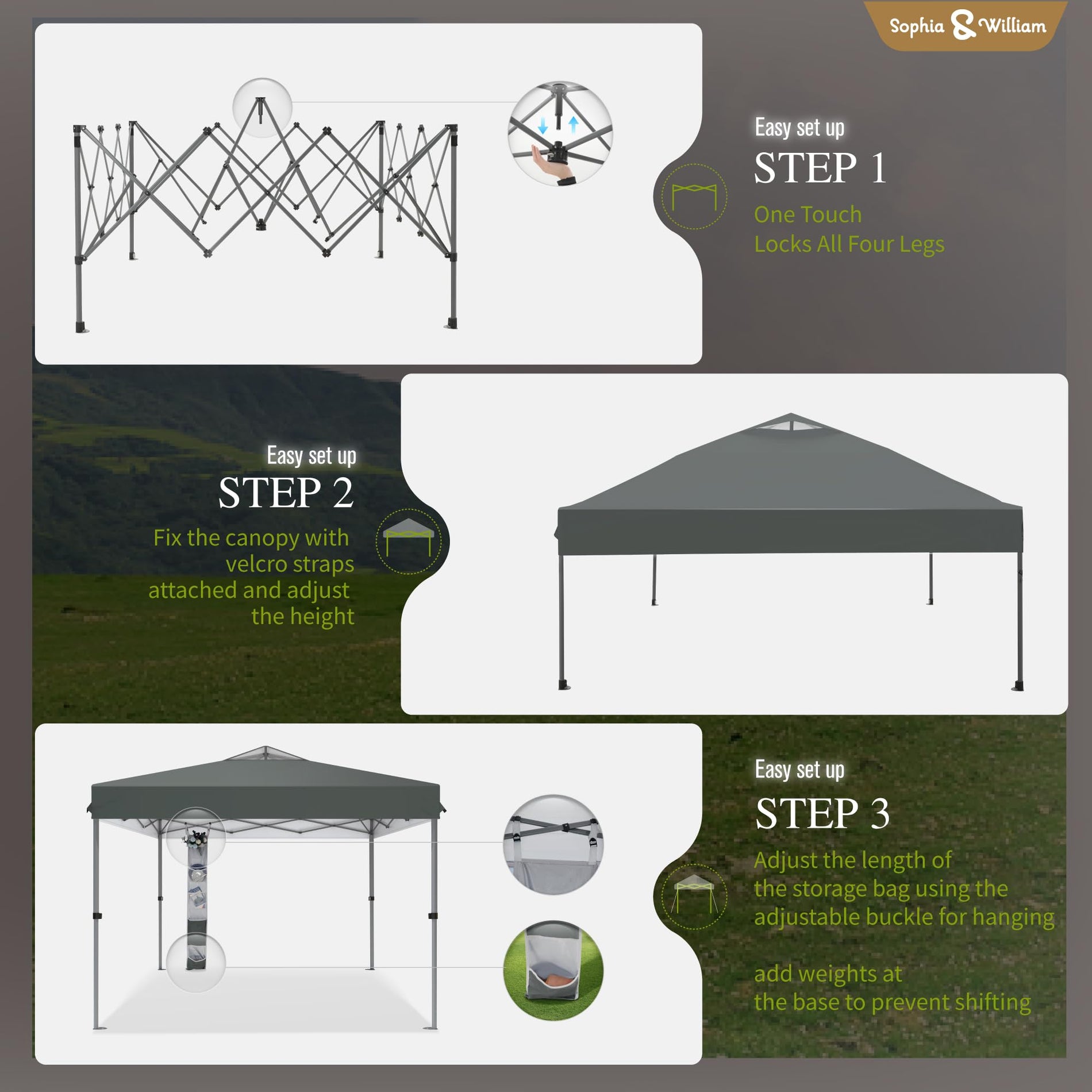 10x10 One-Push Pop Up Canopy Tent