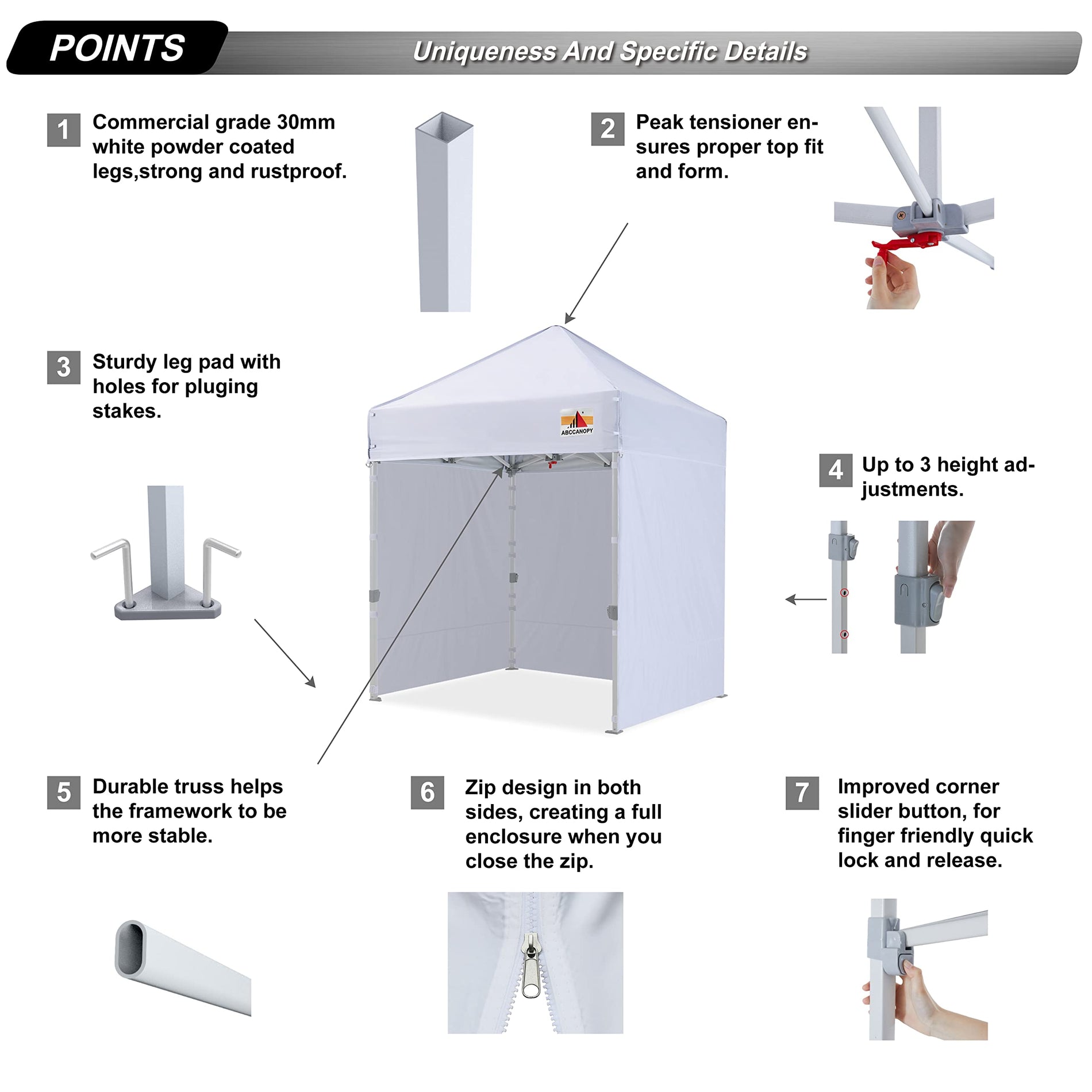 10x10 Commercial Pop Up Canopy Tent with Sidewalls