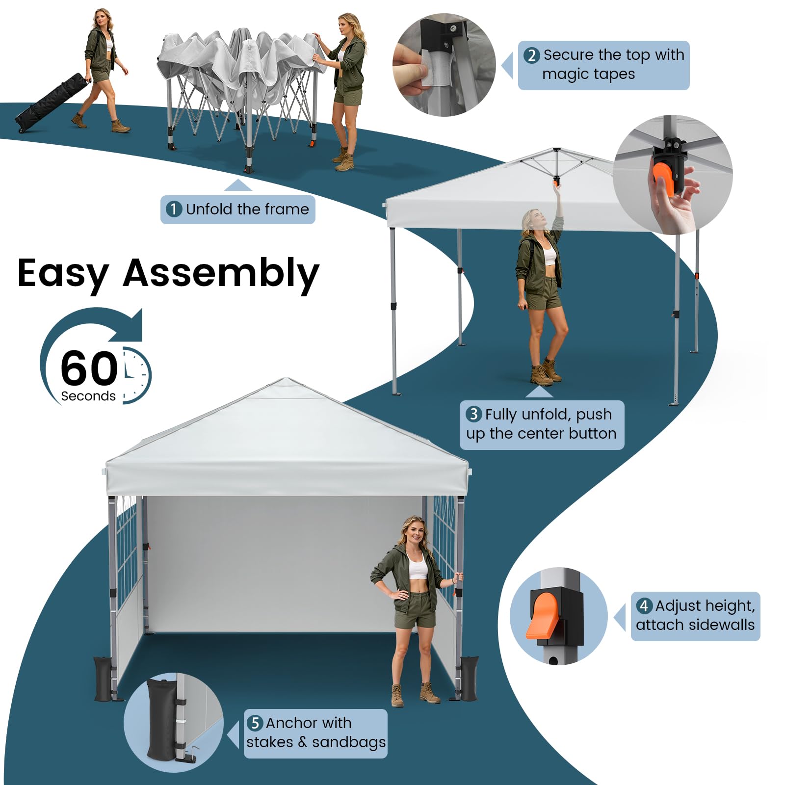 10x10 One-Push Pop Up Canopy Tent