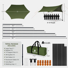 15x12.5 Waterproof Camping Tarp Canopy