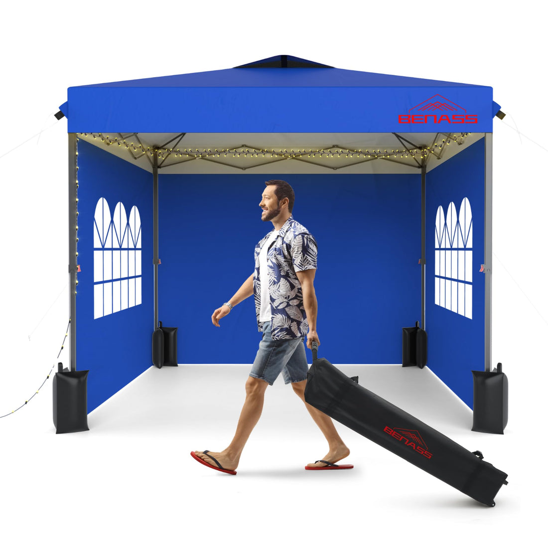 Benass 10x10 Pop Up Canopy with 3 Sidewalls