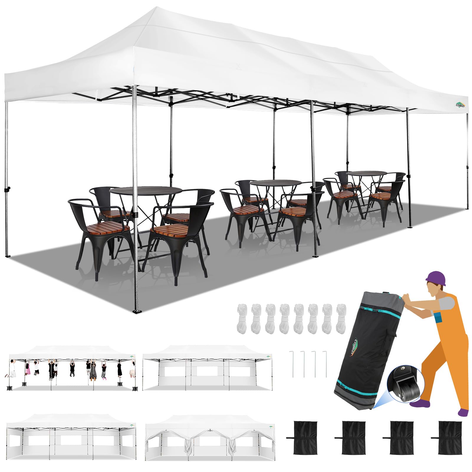 10x10 / 10x20 Pop Up Canopy Tent with Sidewalls