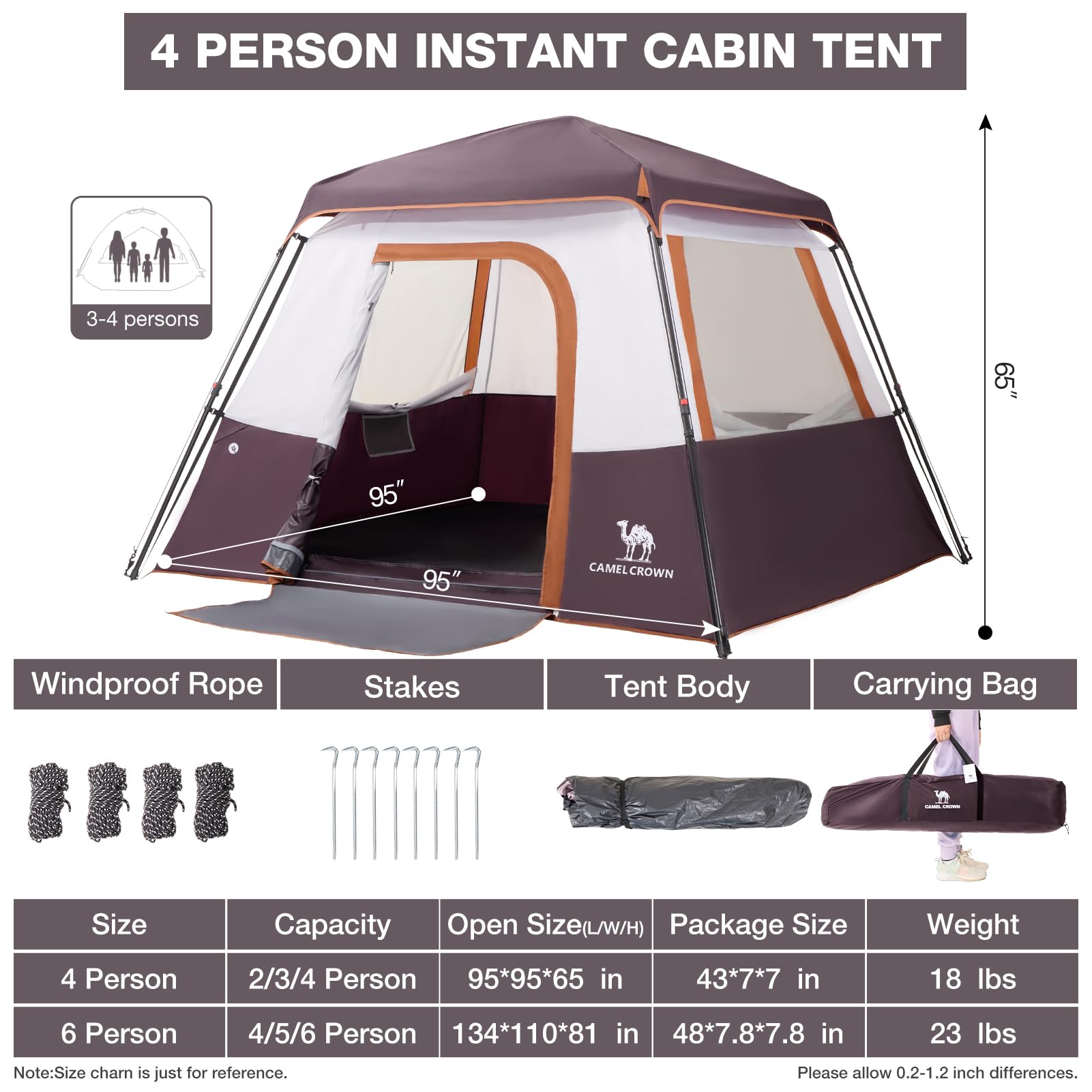 4-6 Person Instant Cabin Camping Tent Windproof