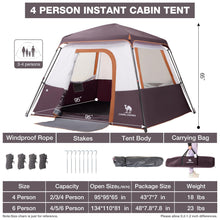 4-6 Person Instant Cabin Camping Tent Windproof