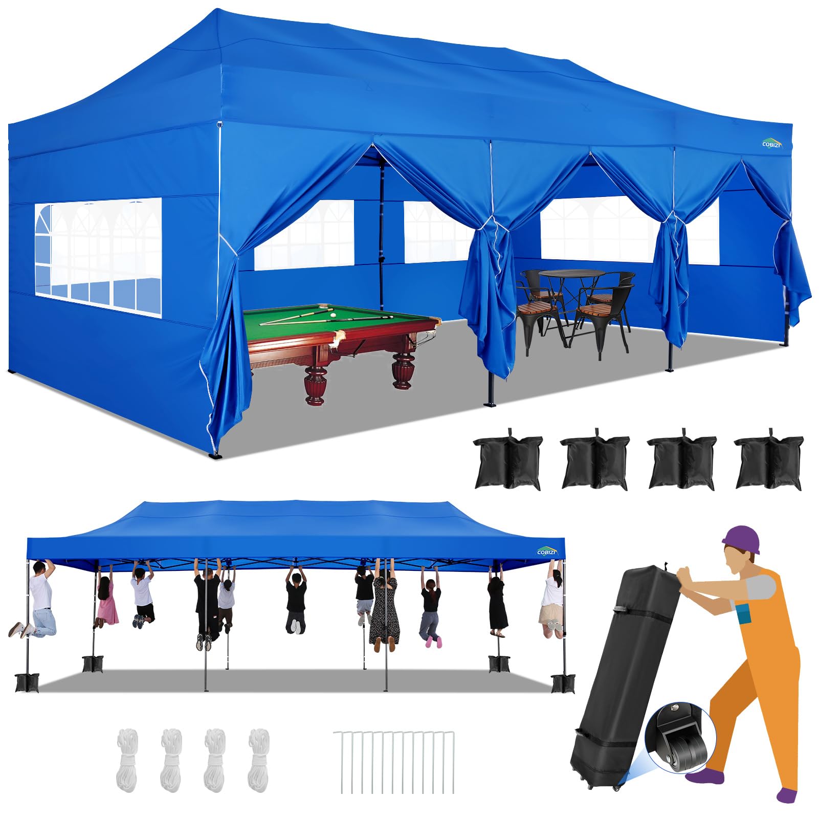 10x10 / 10x20 Pop Up Canopy Tent with Sidewalls