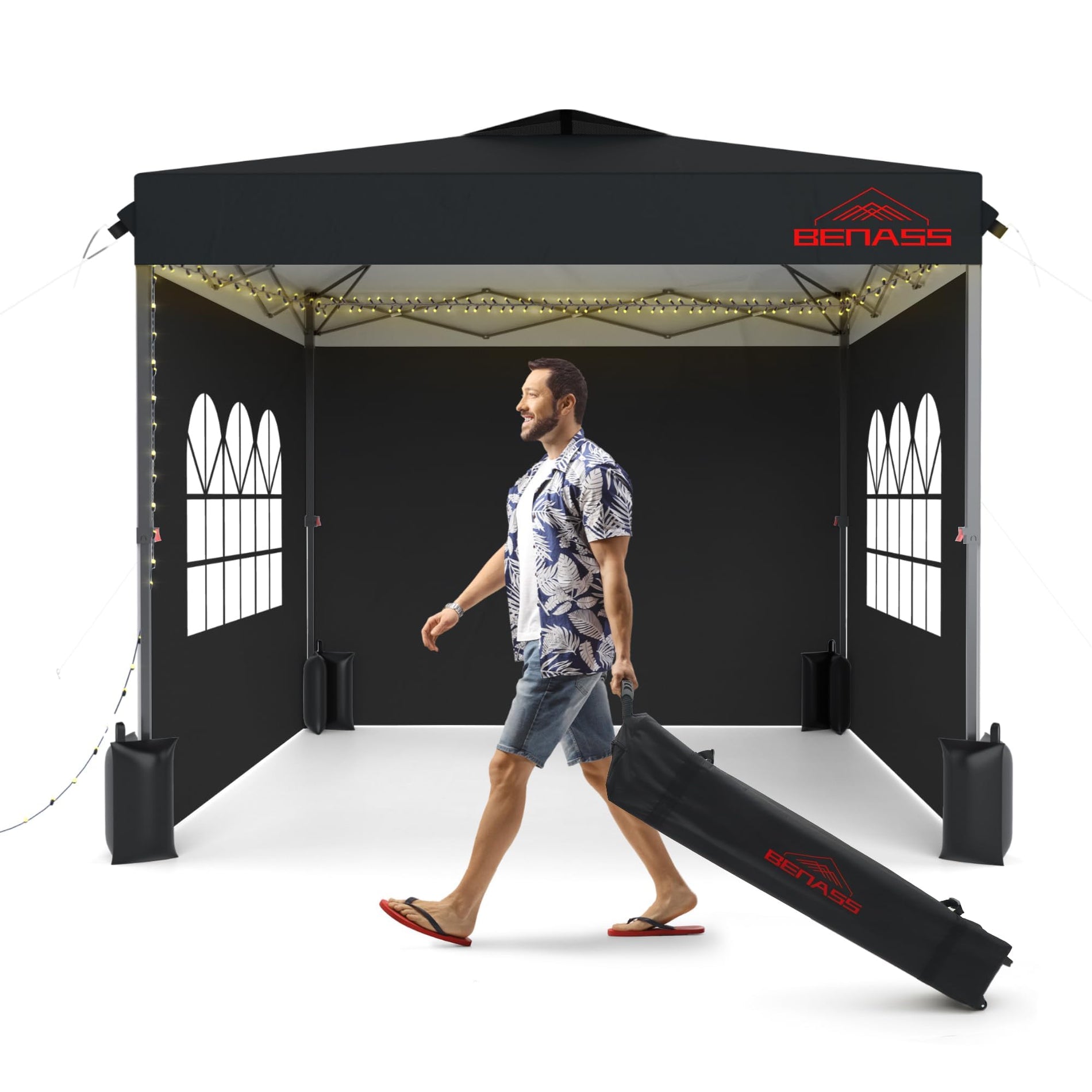Benass 10x10 Pop Up Canopy with 3 Sidewalls