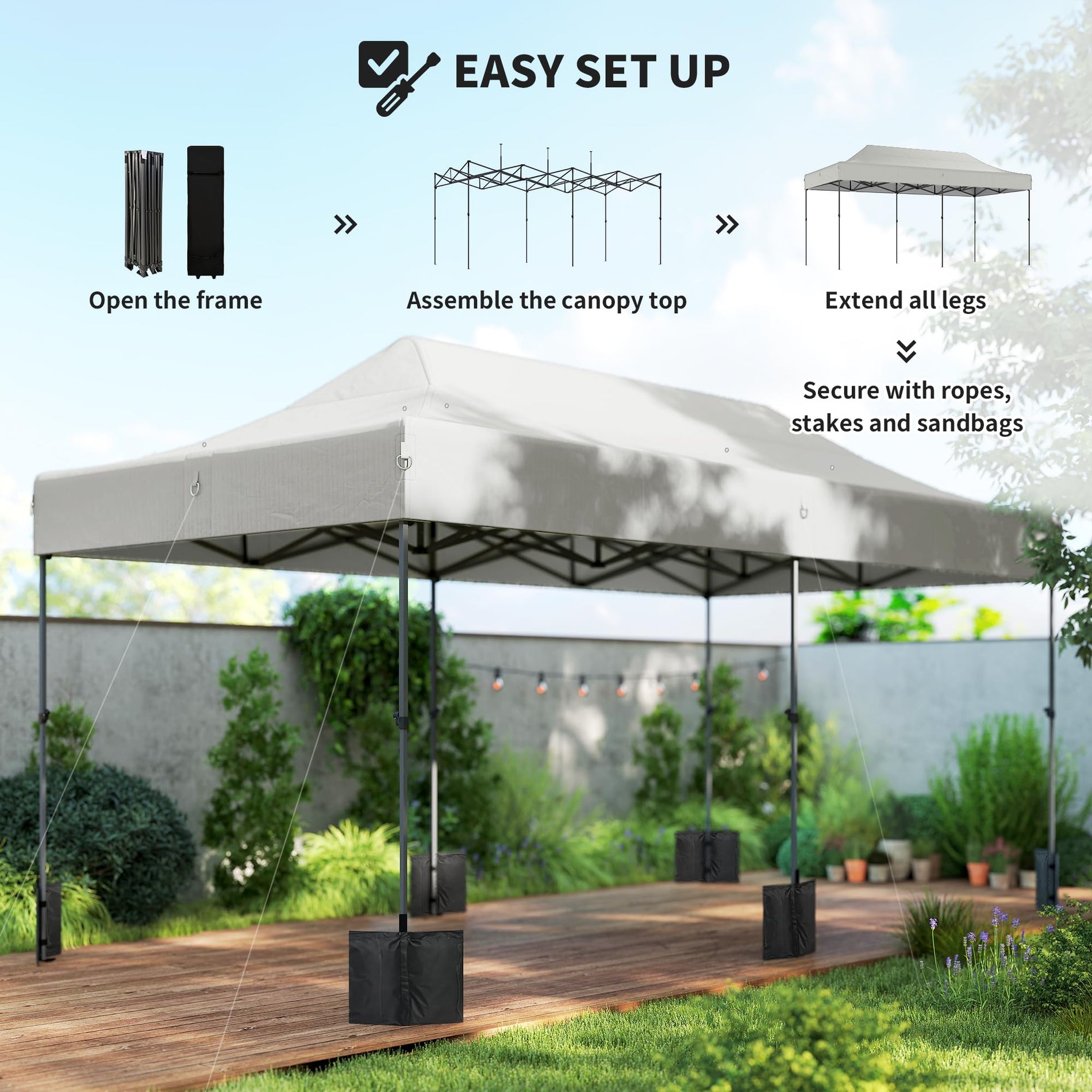 10x20 Heavy Duty Pop Up Canopy Tent