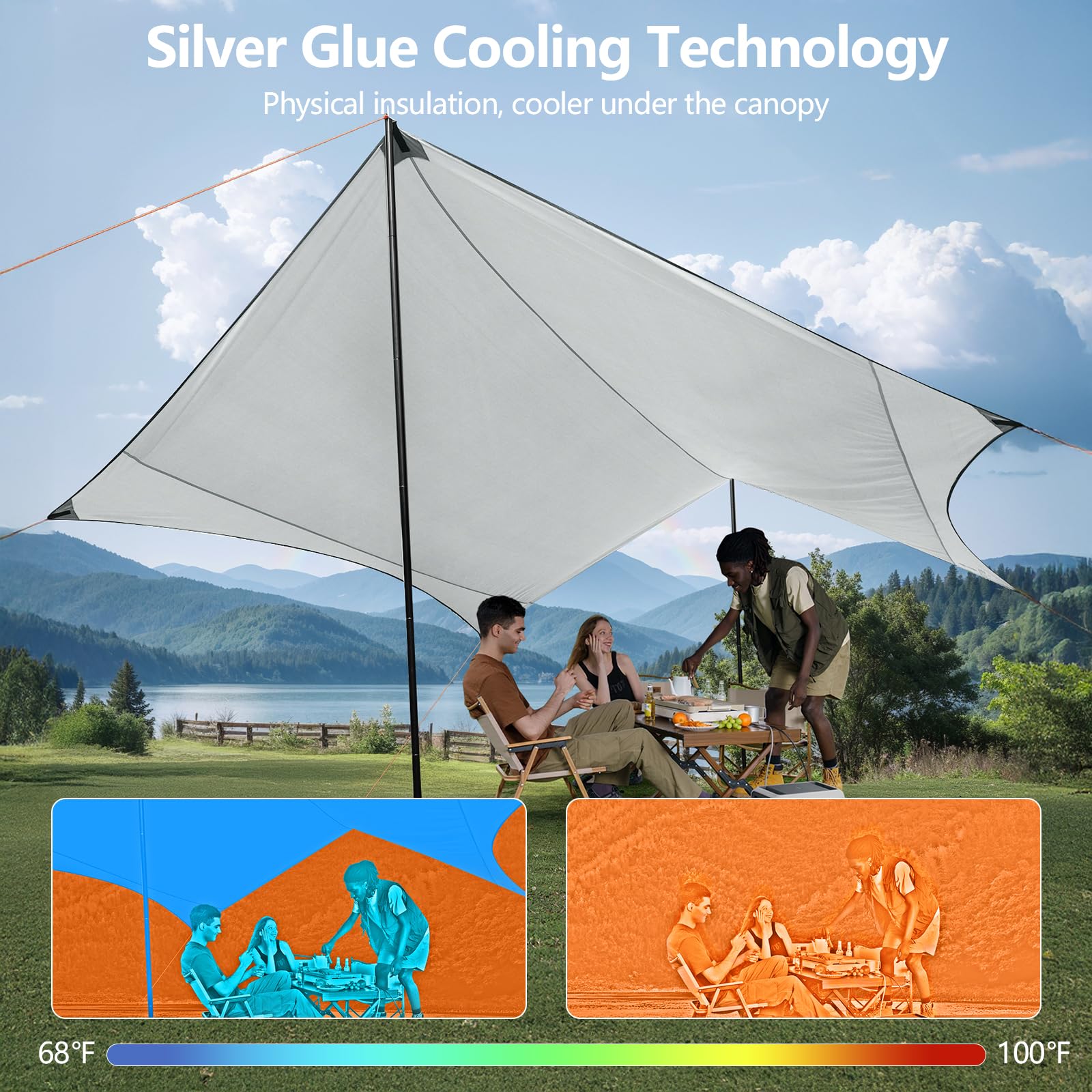 15x12.5 Waterproof Camping Tarp Canopy