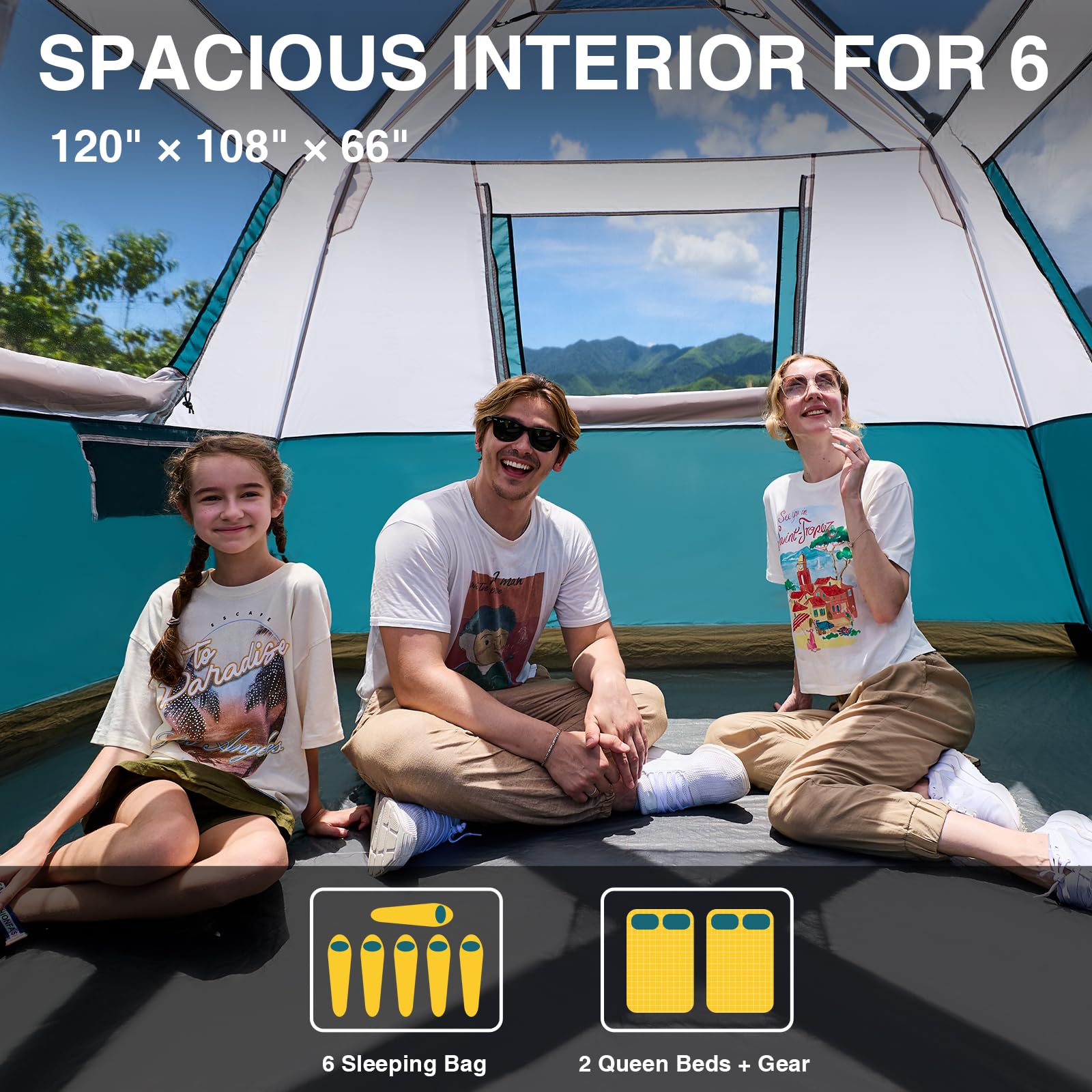 6-Person Instant Family Cabin Tent Waterproof