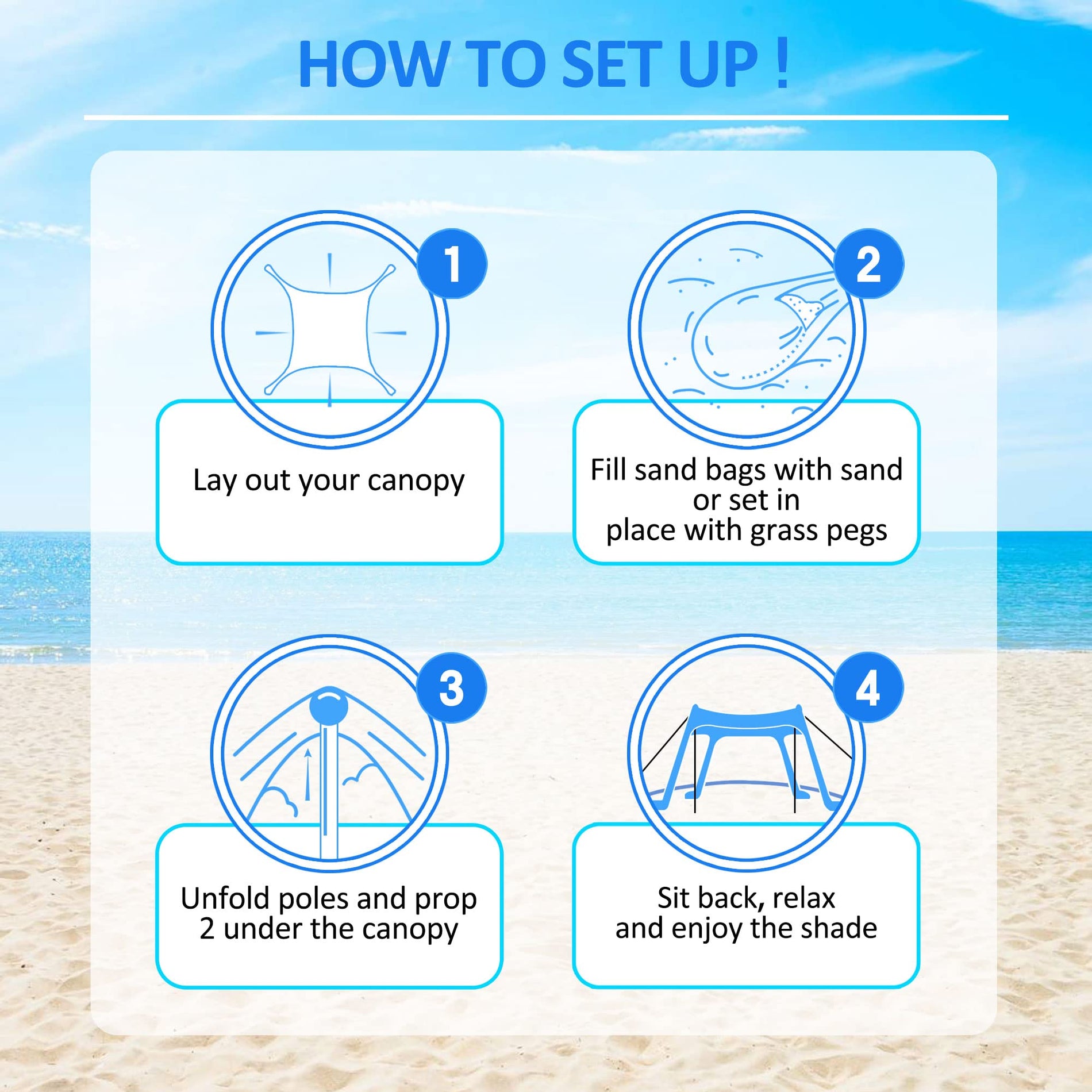 UPF 50+ Beach Canopy Sun Shade