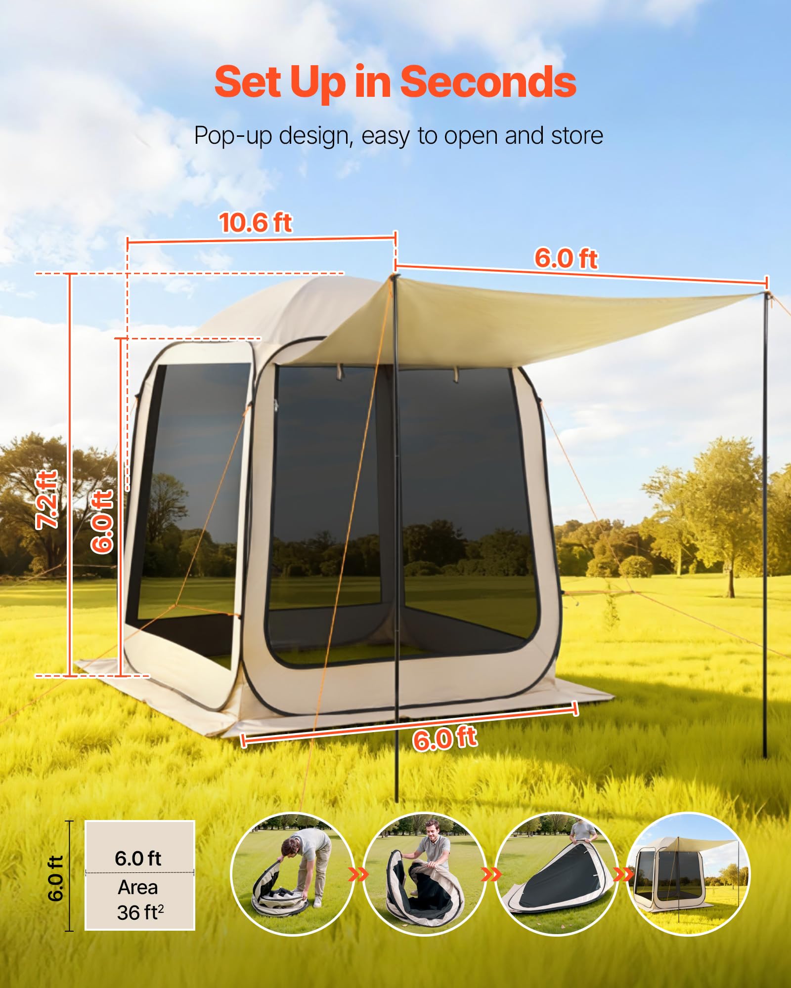 4-8 Person Pop Up Screen House Tent