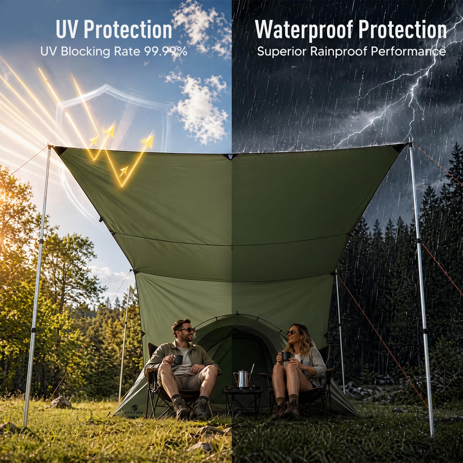 17x10 Waterproof Camping Tarp Canopy
