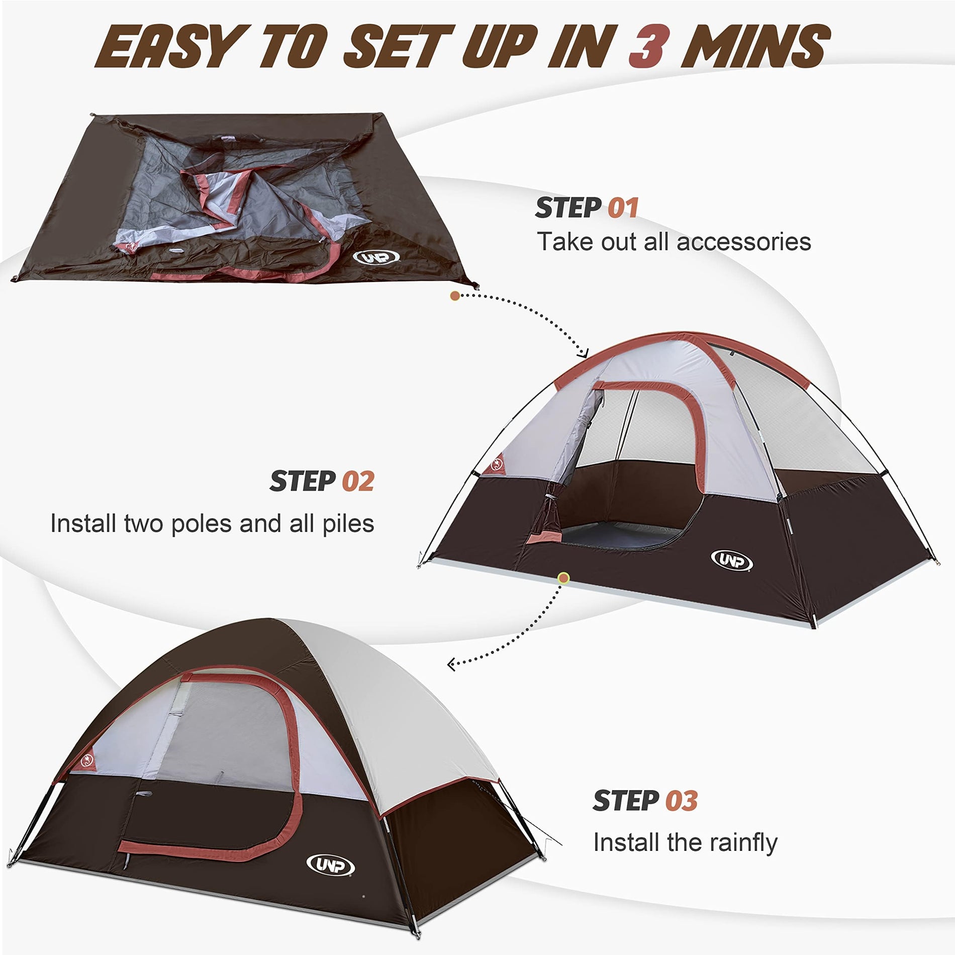 2-4 Person Waterproof Dome Camping Tent